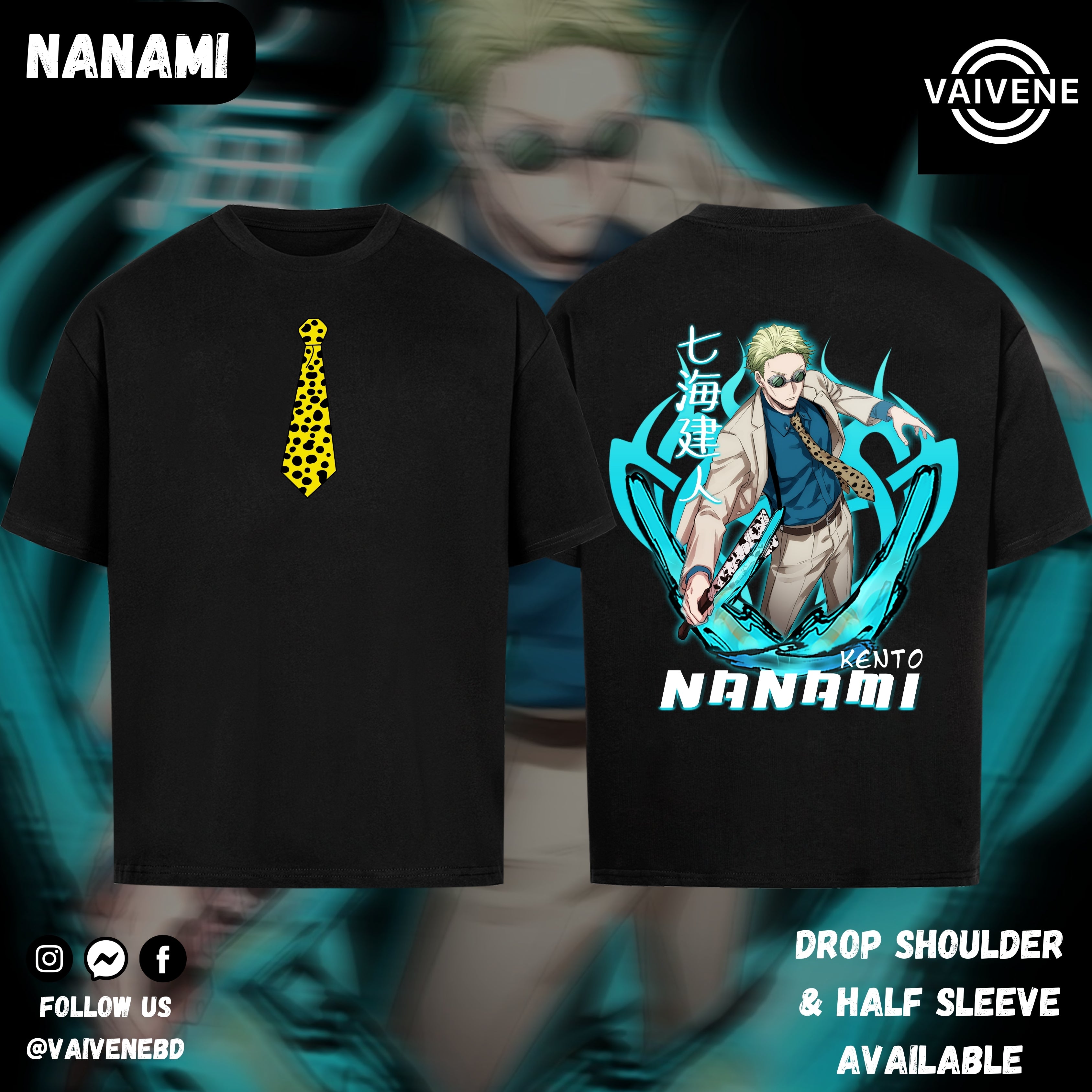 Nanami | Jujutsu Kaisen | Oversized Drop Shoulder / Half Sleeve T-shirt