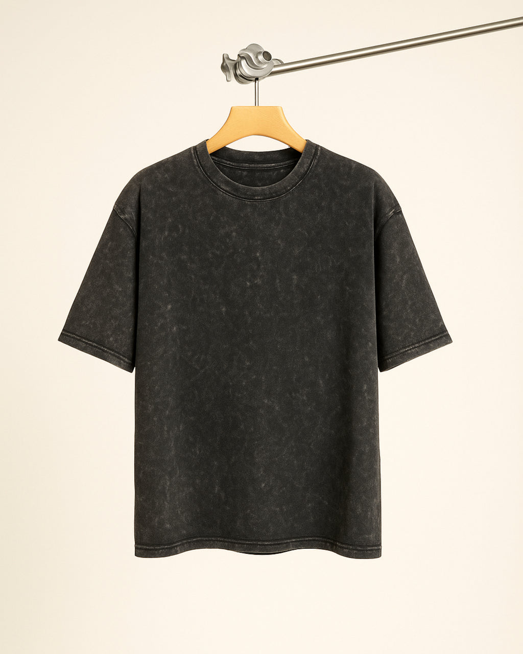 Men’s Solid Oversized Acid Wash Drop Shoulder Tee - 250 GSM - Black