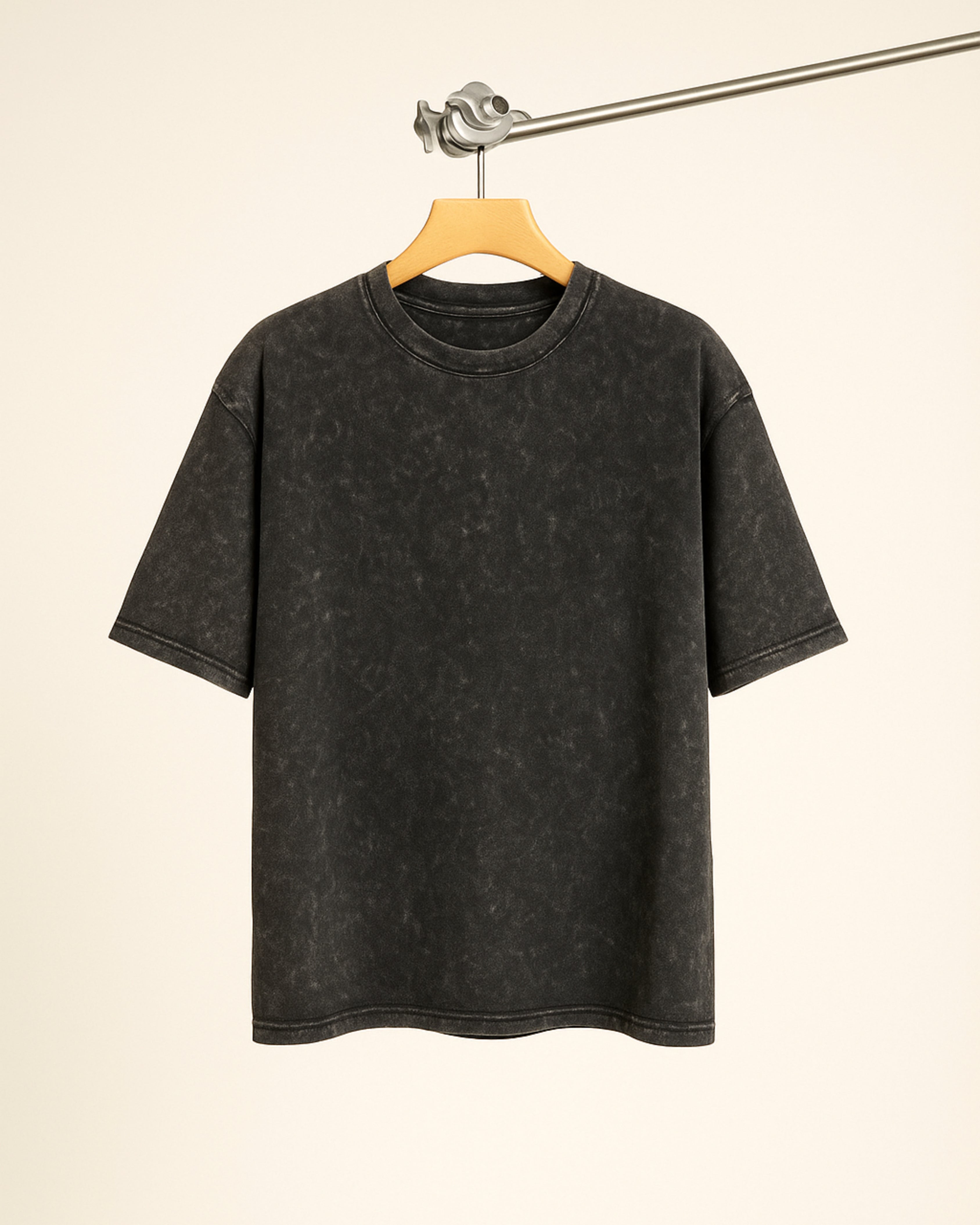 Men’s Solid Oversized Acid Wash Drop Shoulder Tee - 250 GSM - Black