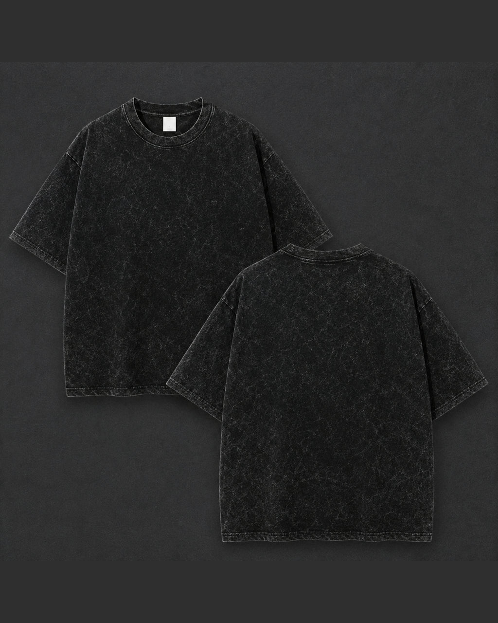 Men’s Solid Oversized Acid Wash Drop Shoulder Tee - 250 GSM - Black
