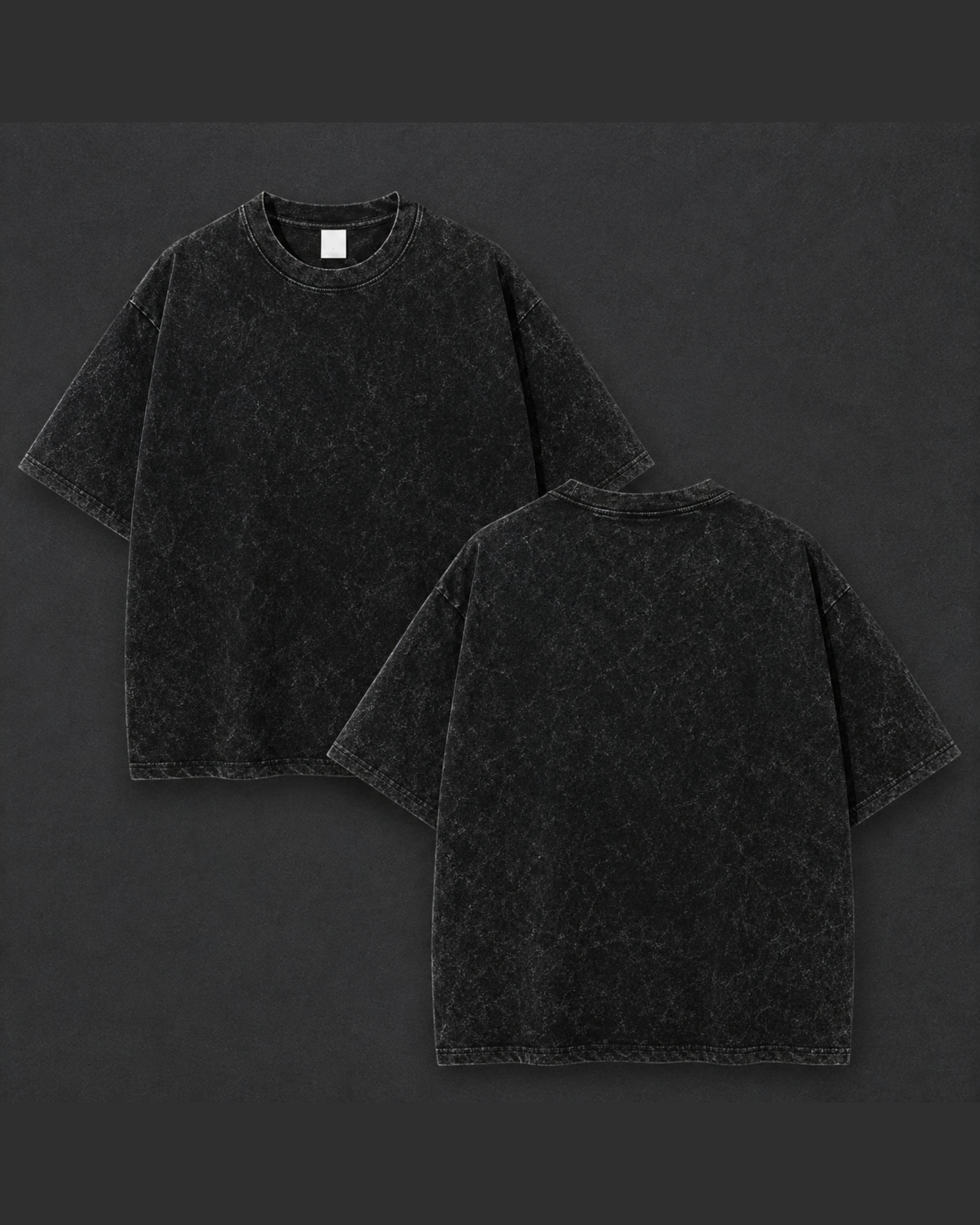 Men’s Solid Oversized Acid Wash Drop Shoulder Tee - 250 GSM - Black