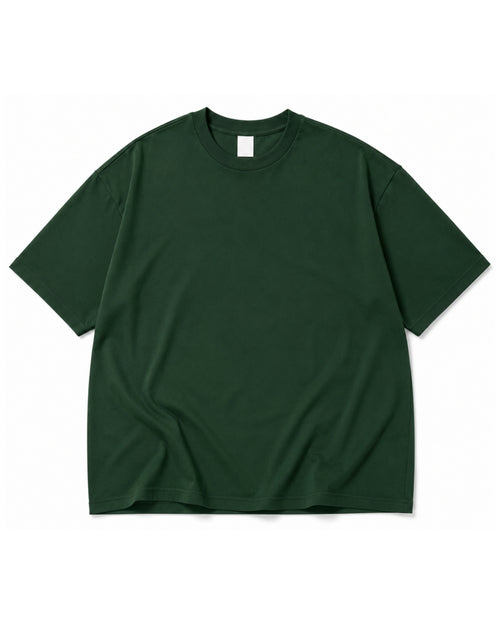 Bottle Green Oversized Solid Drop Shoulder T-Shirt | Premium 230 GSM Rare Interlock Cotton