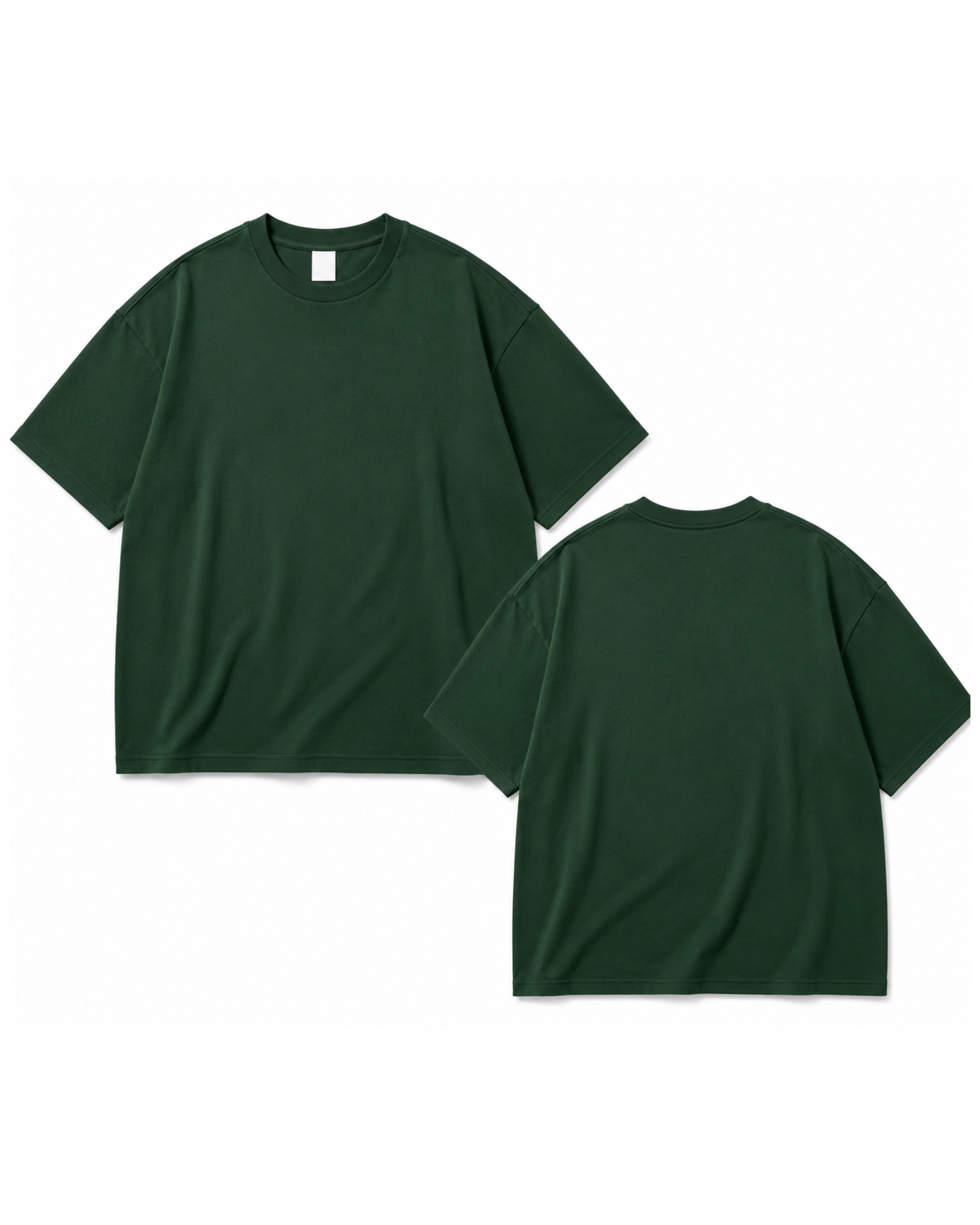 Bottle Green Oversized Solid Drop Shoulder T-Shirt | Premium 230 GSM Rare Interlock Cotton