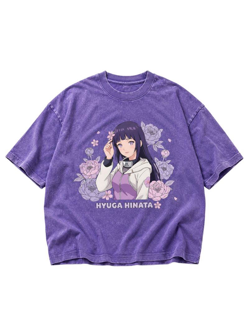 Hinata Hyuga Naruto Streetwear Tee – Acid Wash Edition