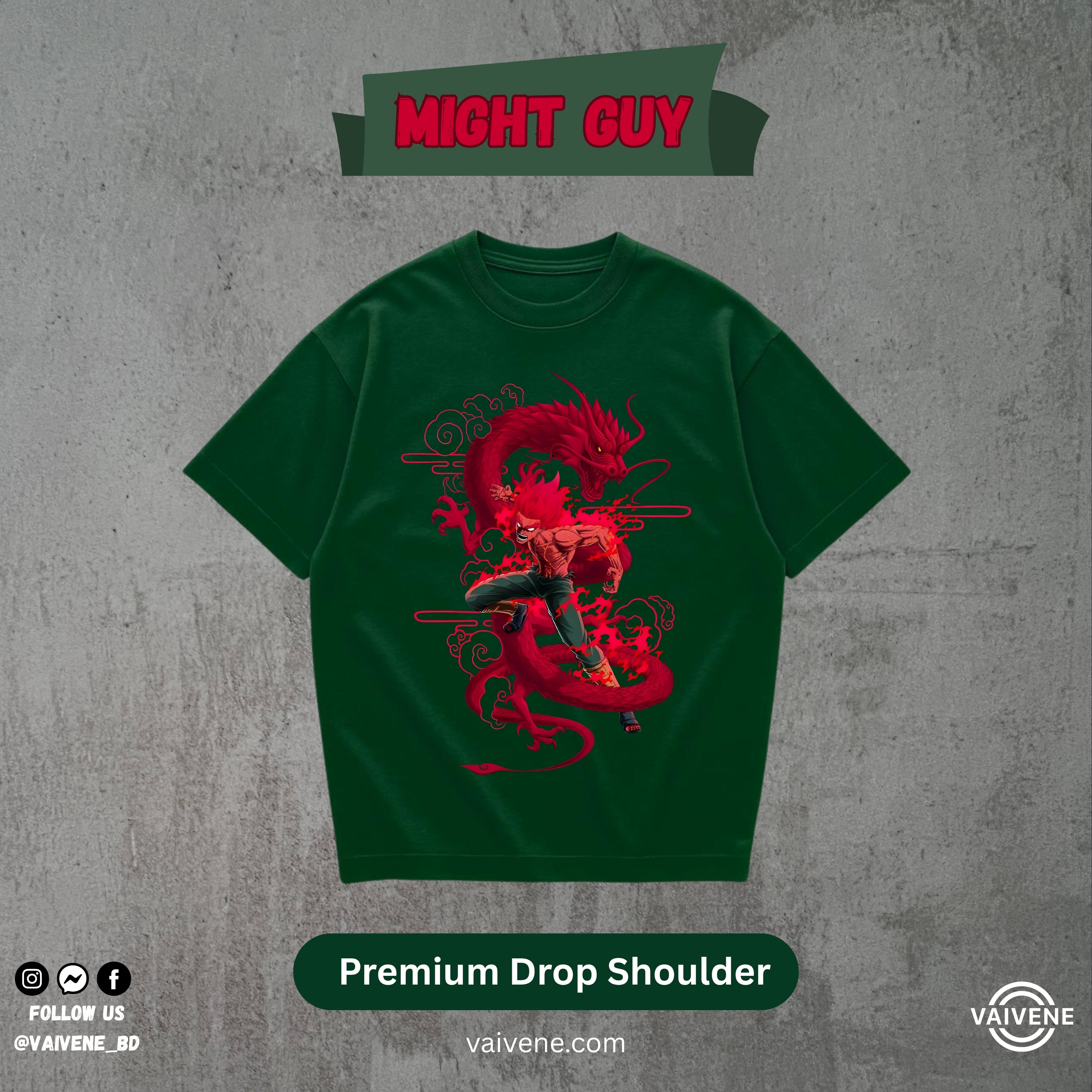 Might Guy – Gate of Death Oversized Drop Shoulder Tee