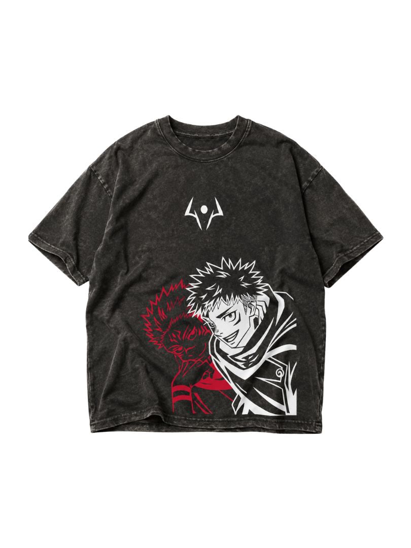Sukuna: The King of Curses Acid Wash Drop Tee – Jujutsu Kaisen Edition