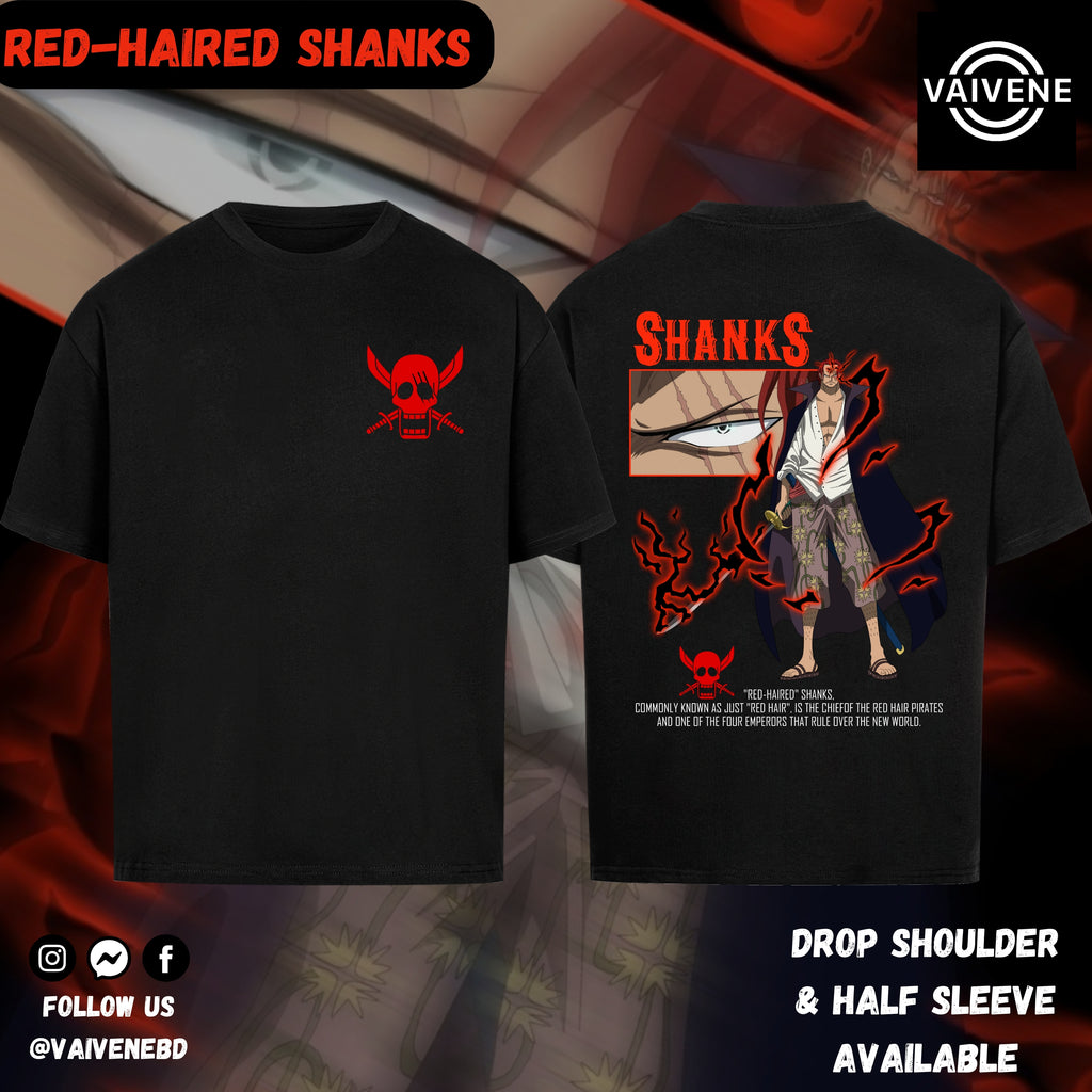 Red-Haired Shanks | One Piece | Oversized Drop Shoulder / Half Sleeve T-shirt