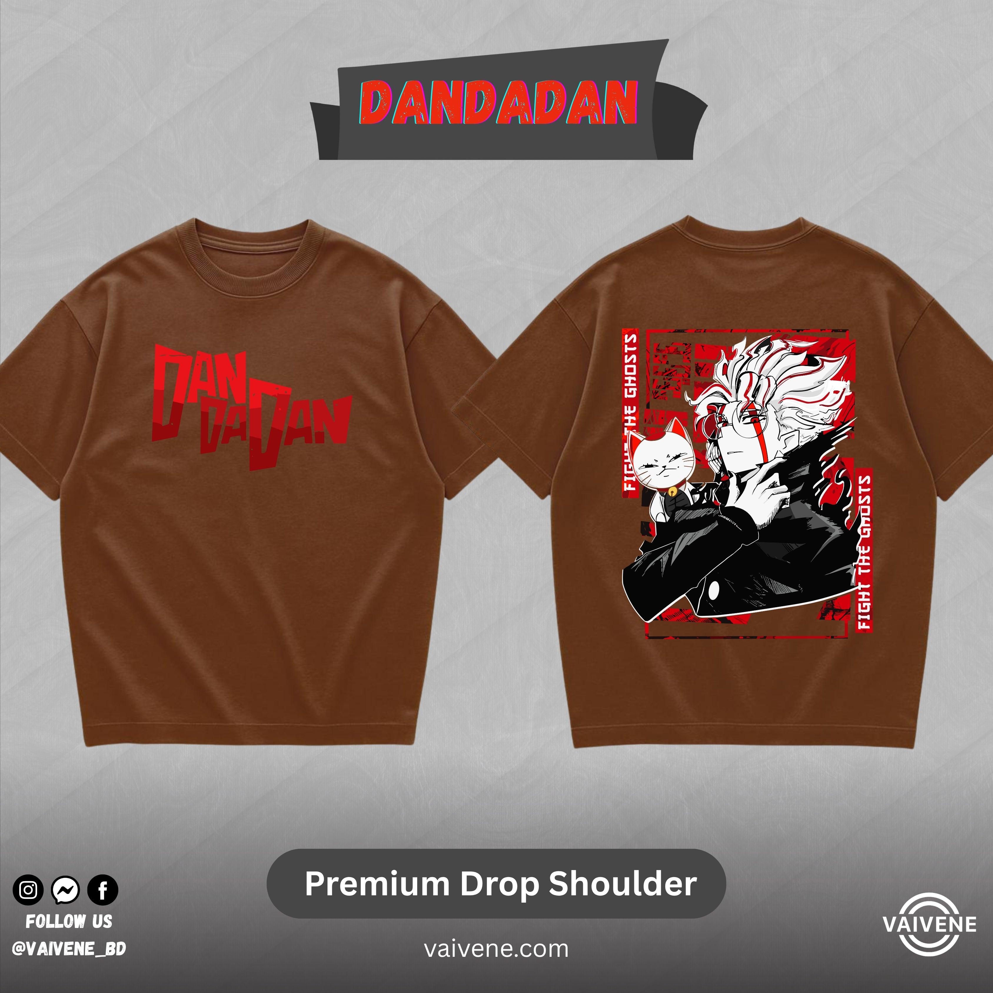 Okarun – Dandadan Inspired Lycra Drop Shoulder Tee (Coffee Edition)