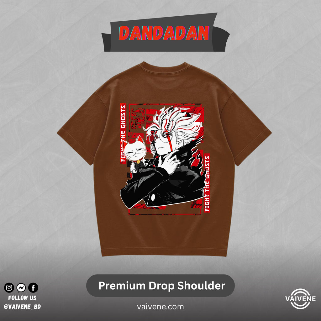 Okarun – Dandadan Inspired Lycra Drop Shoulder Tee (Coffee Edition)