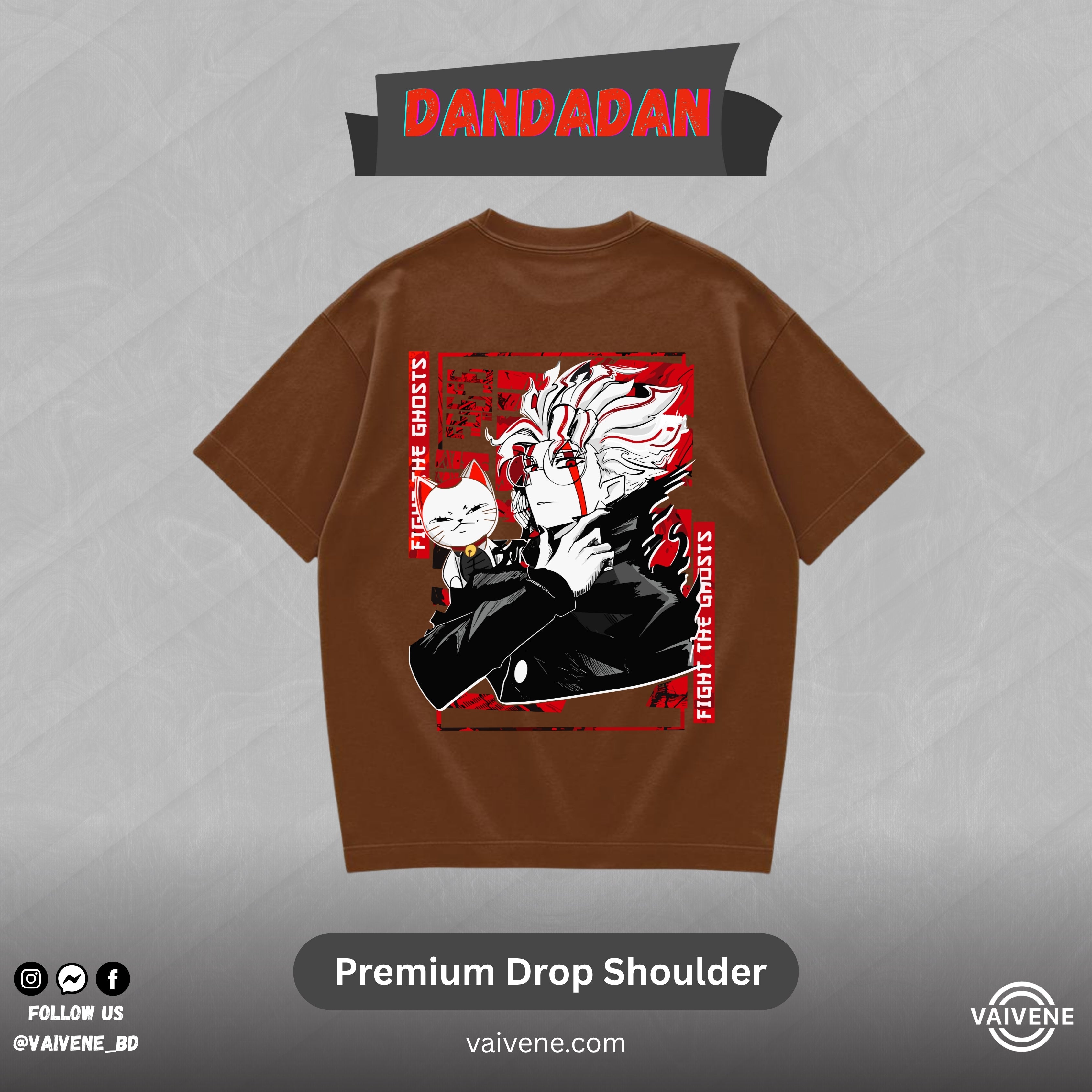 Okarun – Dandadan Inspired Lycra Drop Shoulder Tee (Coffee Edition)