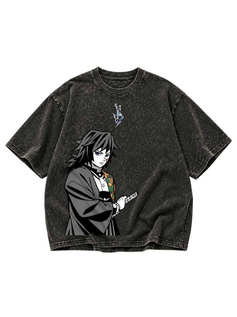 Giyu Tomioka Demon Slayer Streetwear Tee – Acid Wash Edition