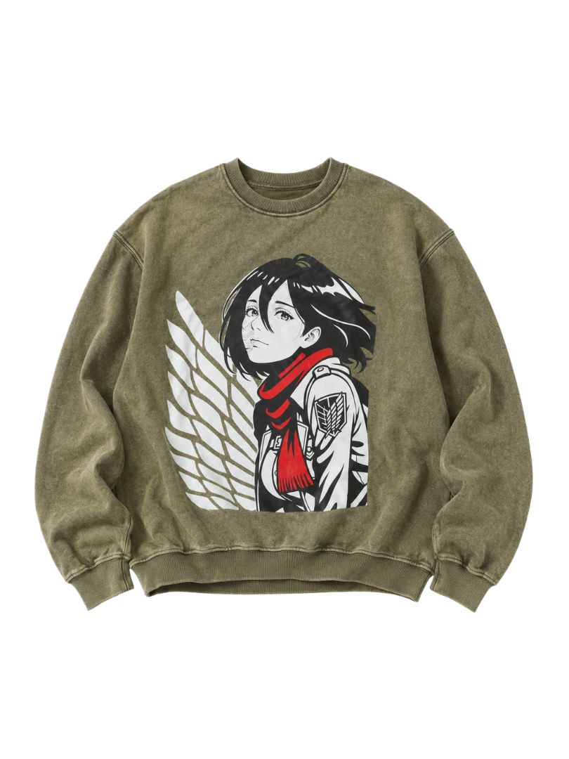 Mikasa – AOT Angel of Freedom Acid Wash Sweatshirt