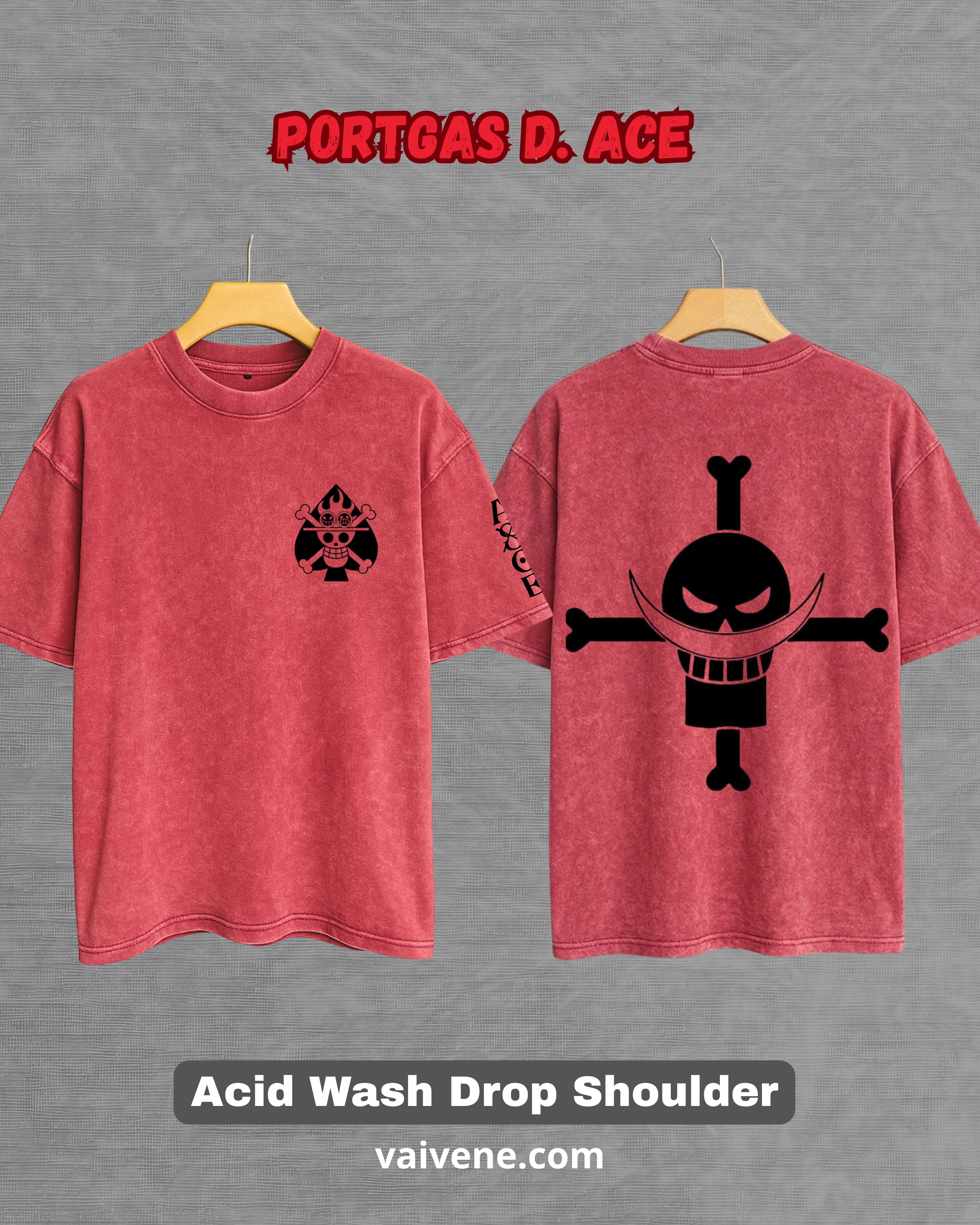 Portgas D. Ace: The Flame Emperor Acid Wash Drop Tee