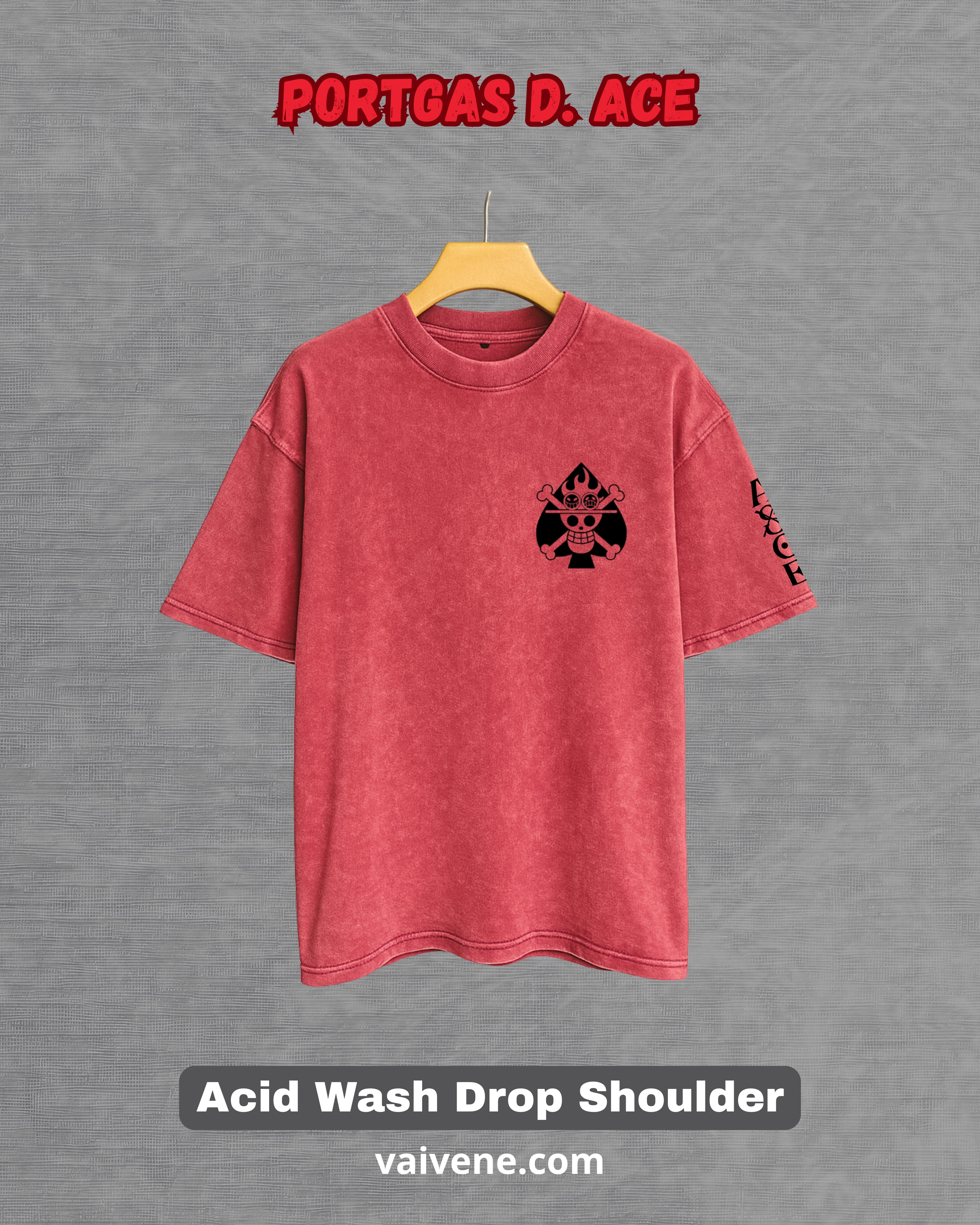 Portgas D. Ace: The Flame Emperor Acid Wash Drop Tee