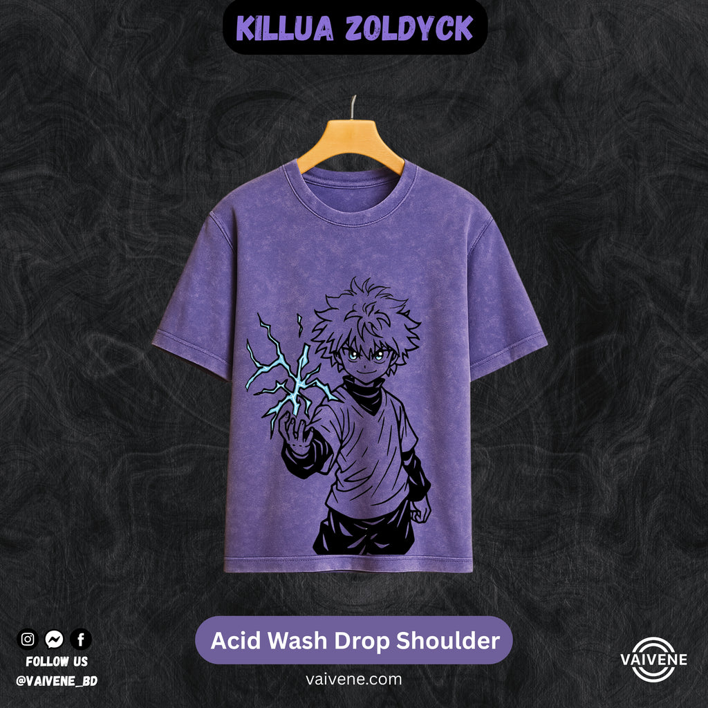 Killua Zoldyck HxH Streetwear Tee – Acid Wash Edition