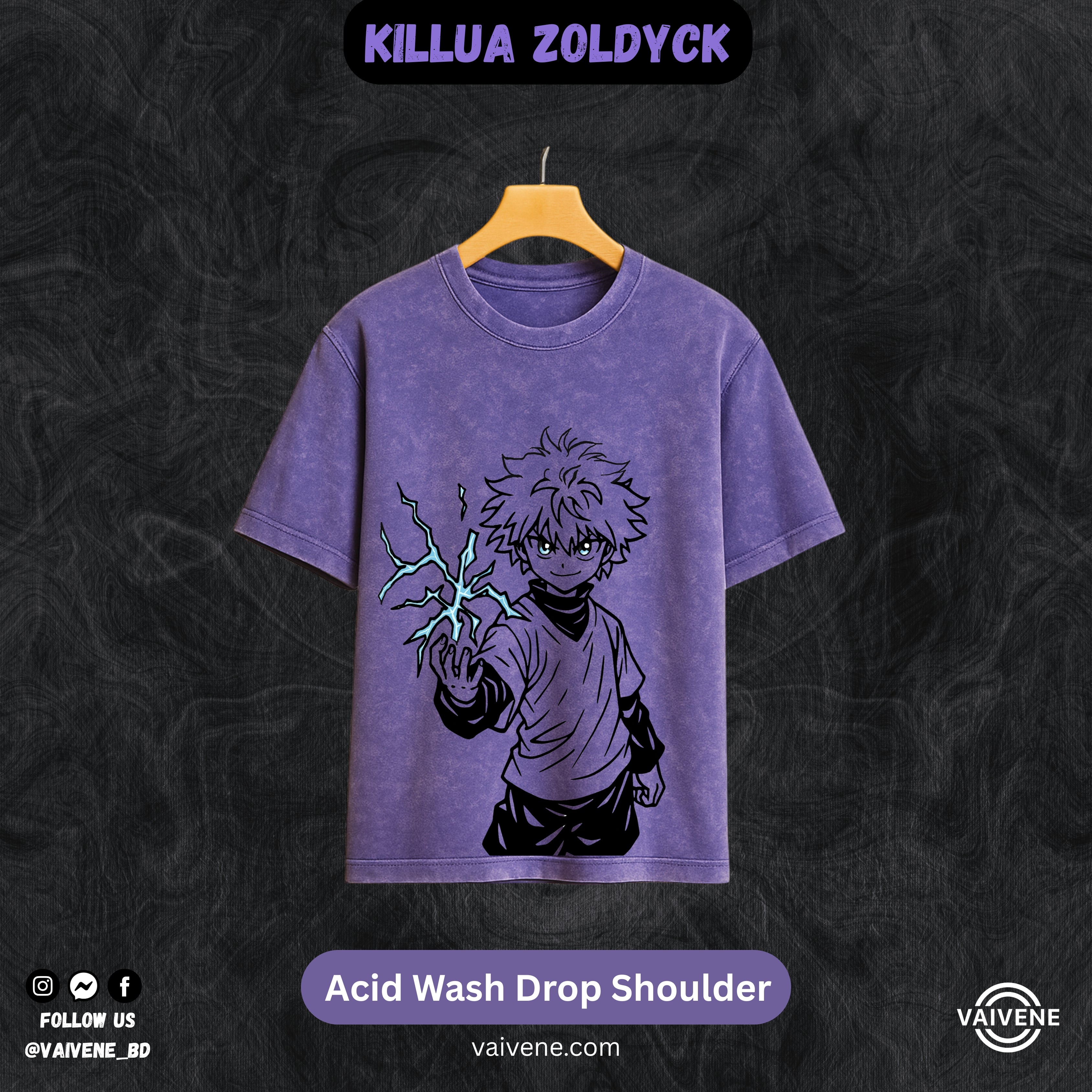 Killua Zoldyck HxH Streetwear Tee – Acid Wash Edition