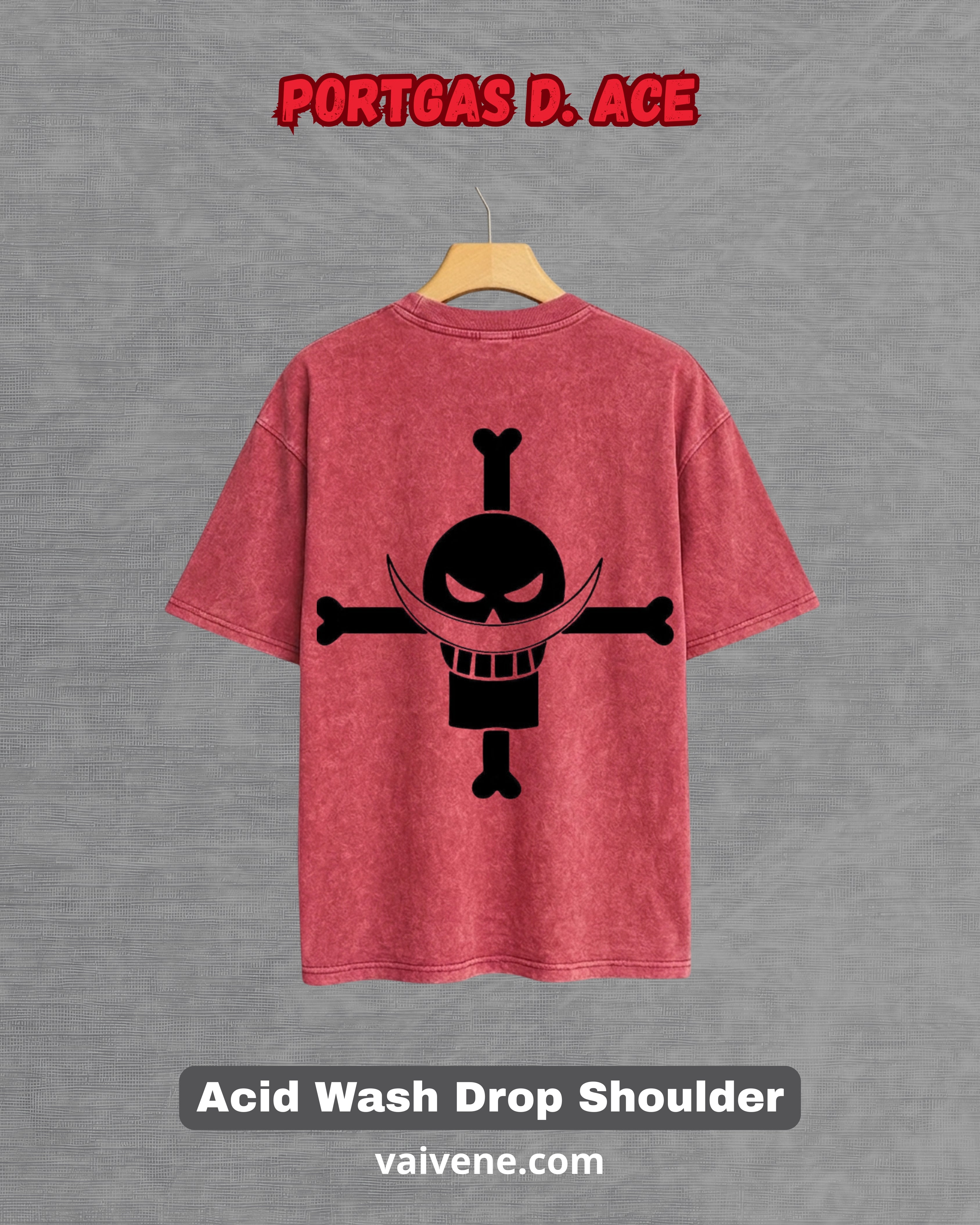 Portgas D. Ace: The Flame Emperor Acid Wash Drop Tee