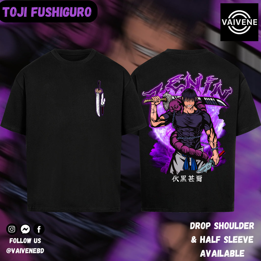 Toji Fushiguro | Jujutsu Kaisen | Oversized Drop Shoulder / Half Sleeve T-shirt