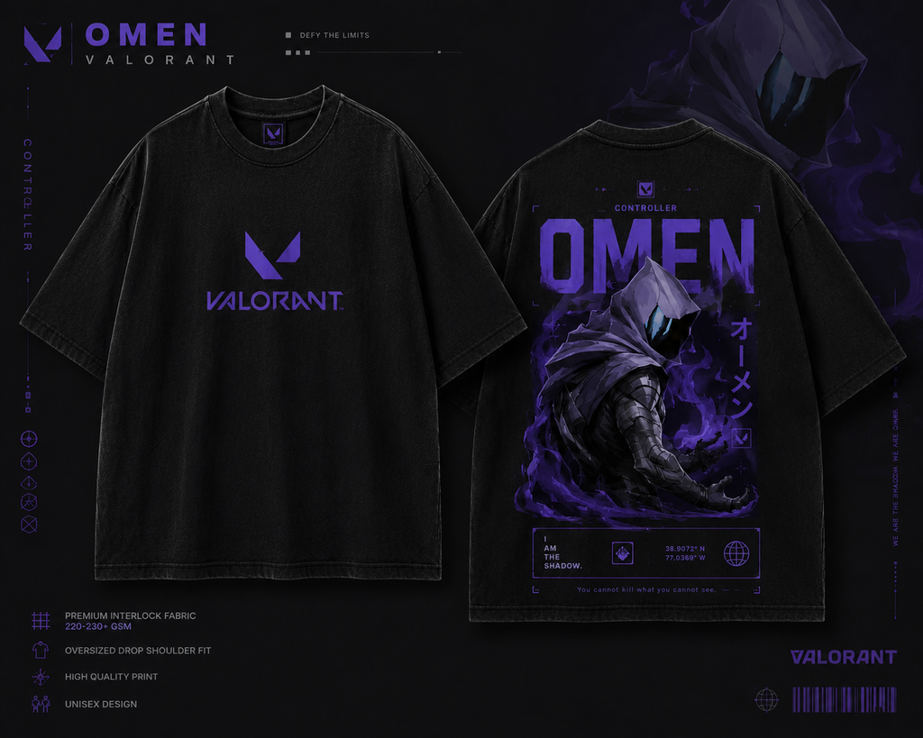 Omen – Valorant Inspired Oversized Drop Shoulder T-Shirt | Premium Gaming Streetwear