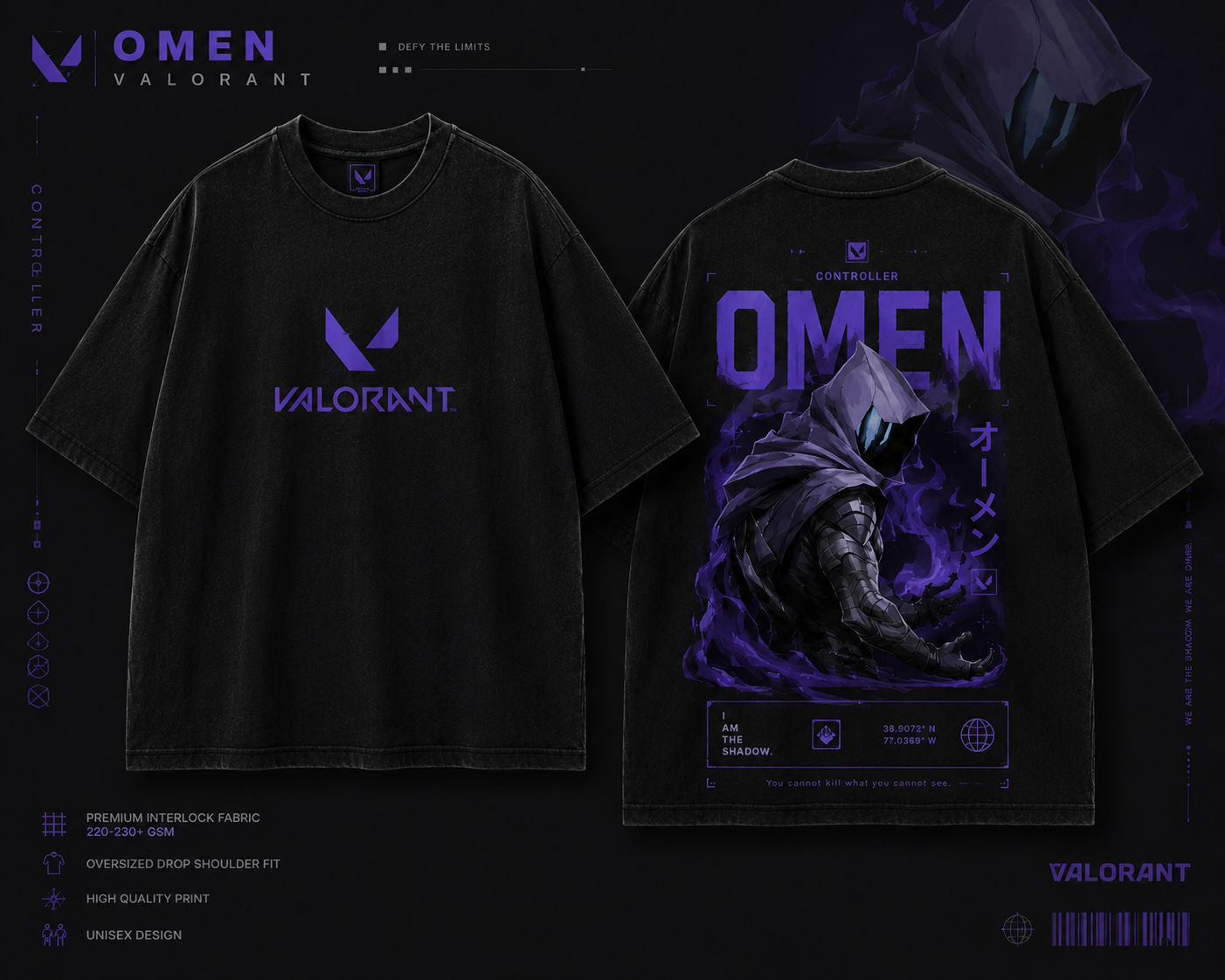 Omen – Valorant Inspired Oversized Drop Shoulder T-Shirt | Premium Gaming Streetwear