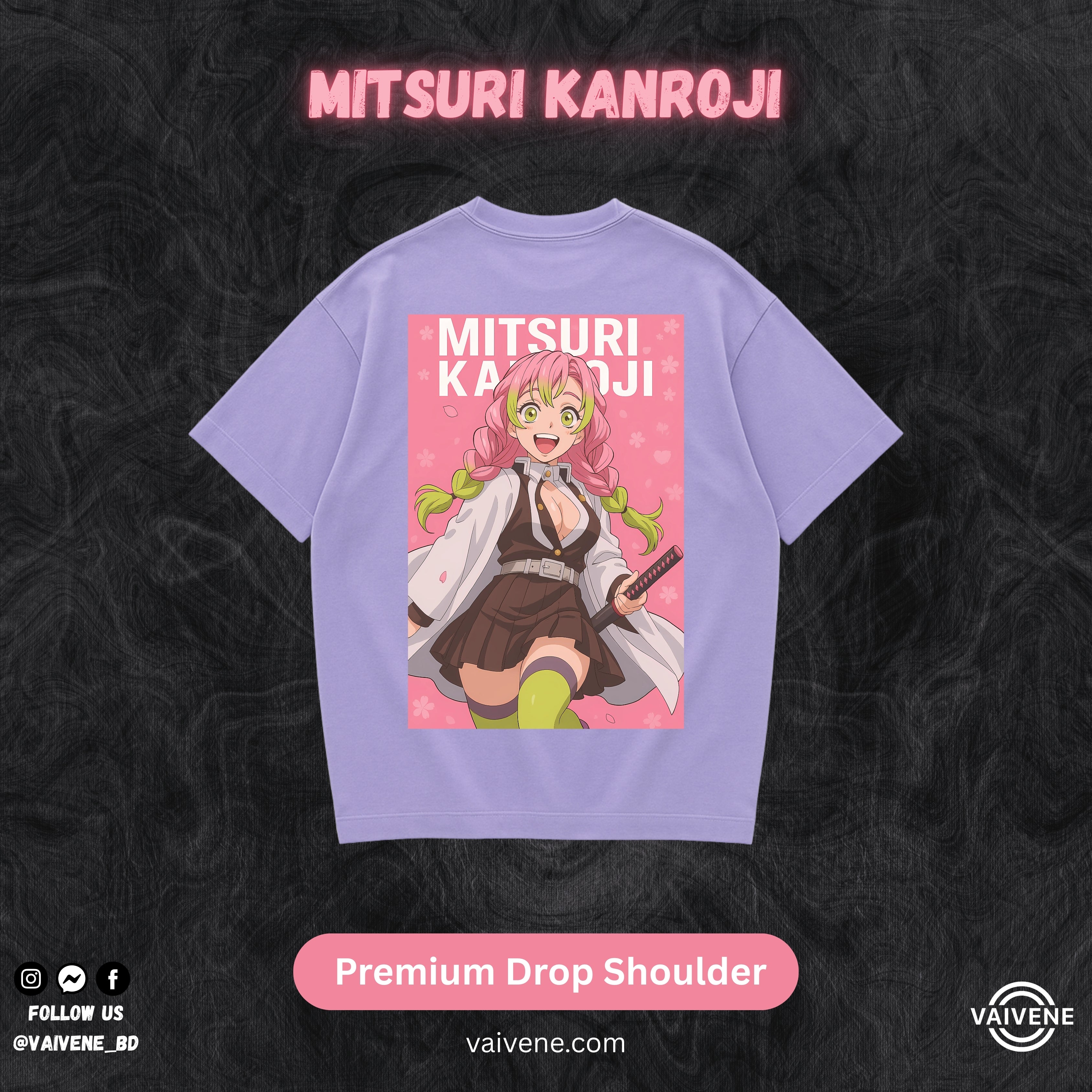 Mitsuri Kanroji – Demon Slayer | Premium Lycra Oversized Drop Shoulder Tee