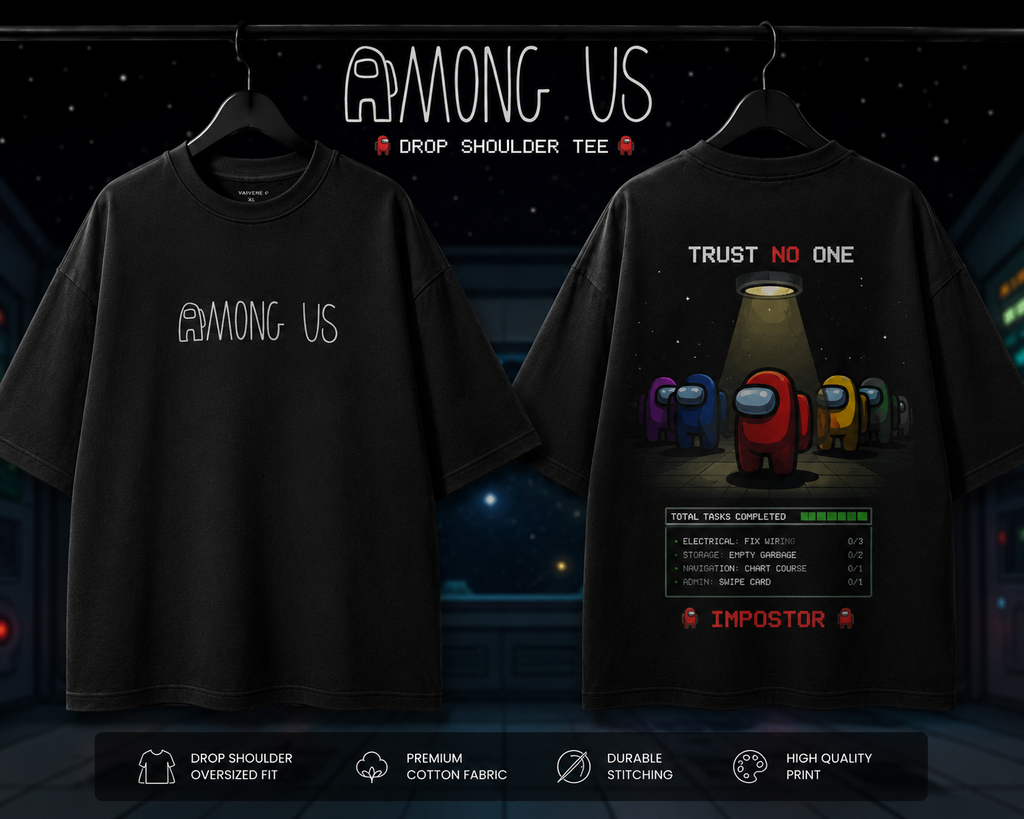 Among Us Inspired Oversized Drop Shoulder T-Shirt | Premium Gaming Streetwear