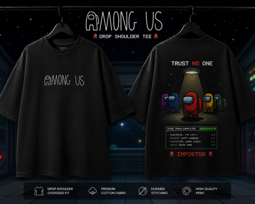 Among Us Inspired Oversized Drop Shoulder T-Shirt | Premium Gaming Streetwear
