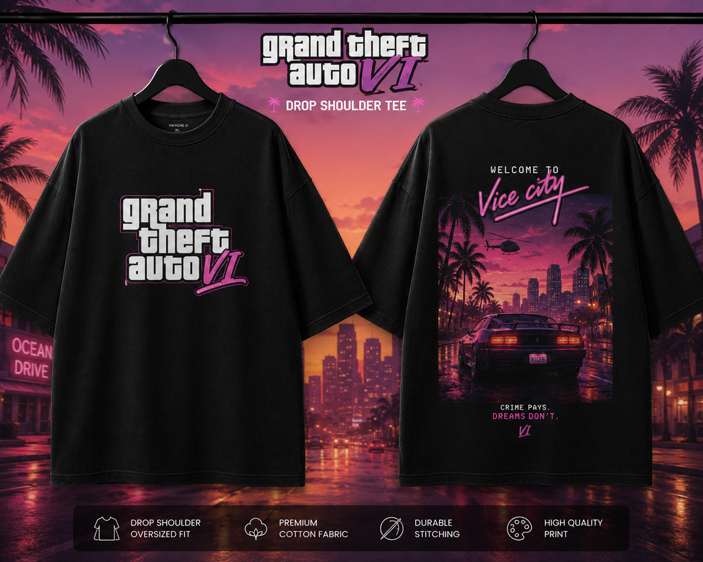 Grand Theft Auto VI – Vice City Oversized Gaming T-Shirt