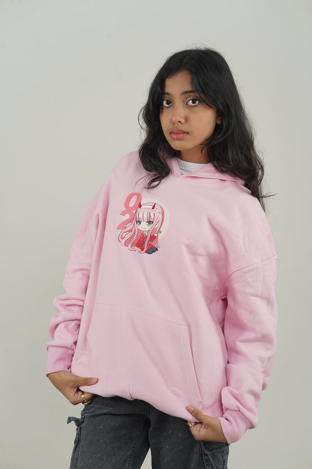 Zero Two – Darling in the Franxx Oversized Drop Hoodie | Pink Edition
