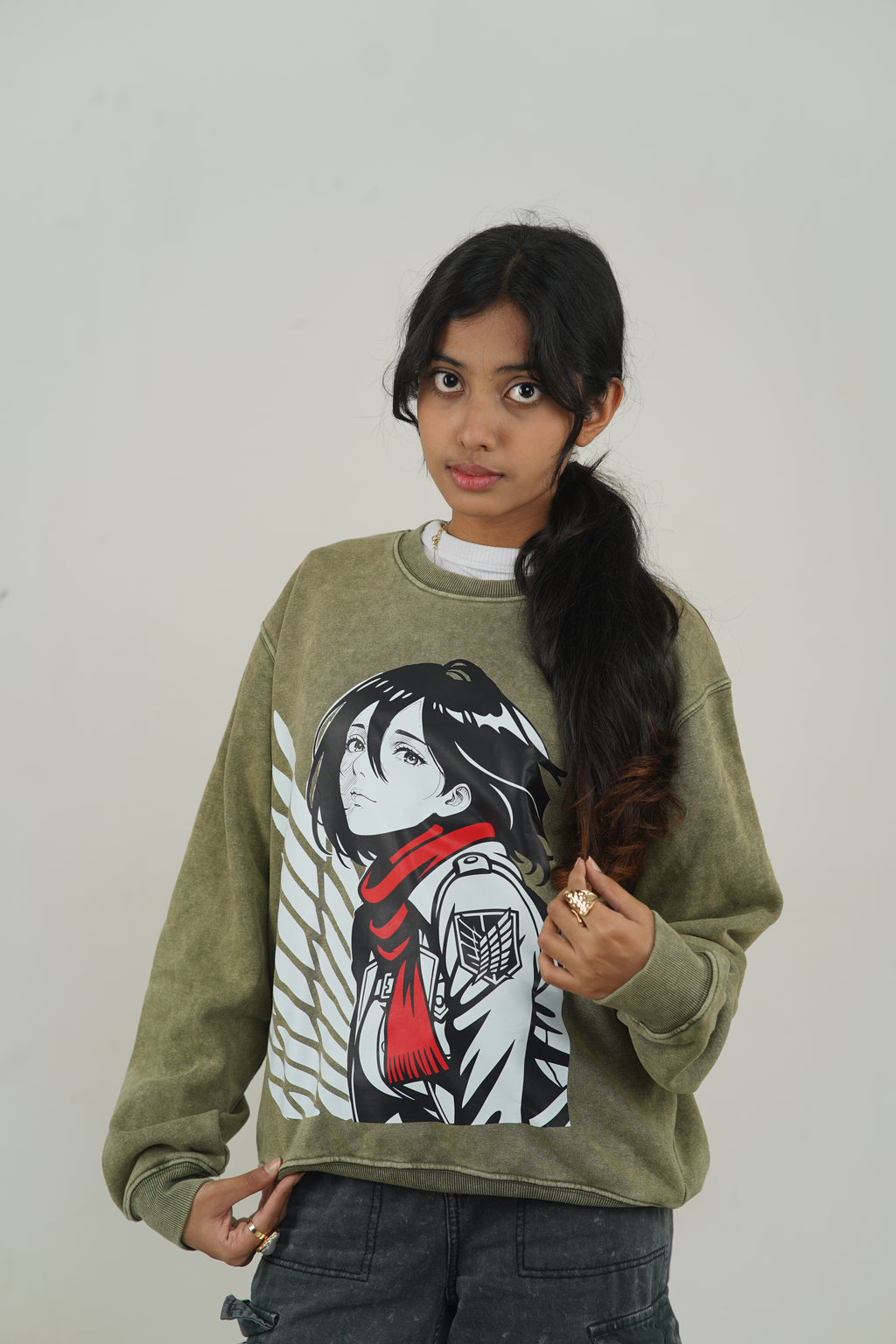 Mikasa – AOT Angel of Freedom Acid Wash Sweatshirt