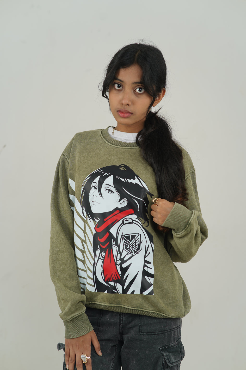 Mikasa – AOT Angel of Freedom Acid Wash Sweatshirt
