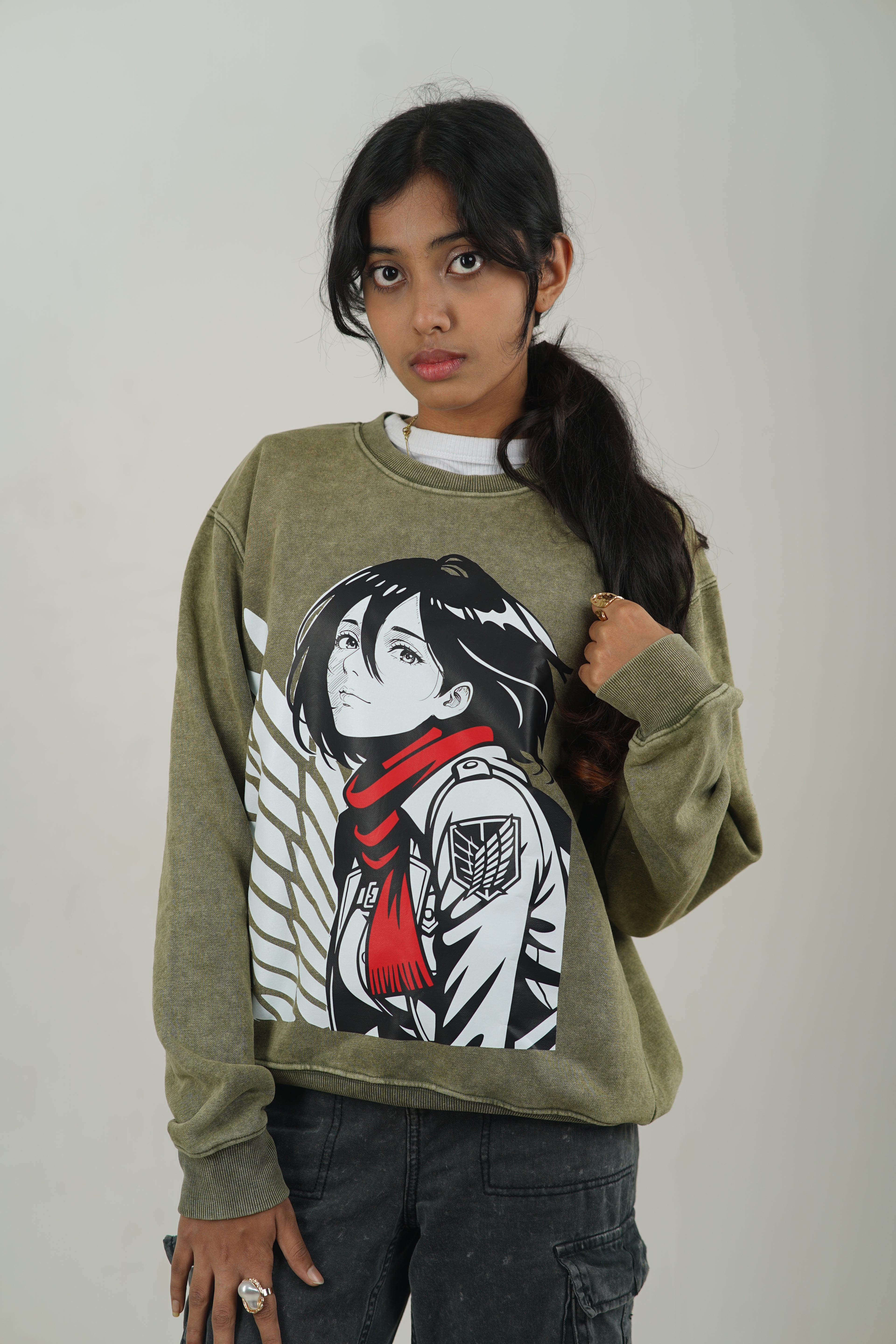 Mikasa – AOT Angel of Freedom Acid Wash Sweatshirt
