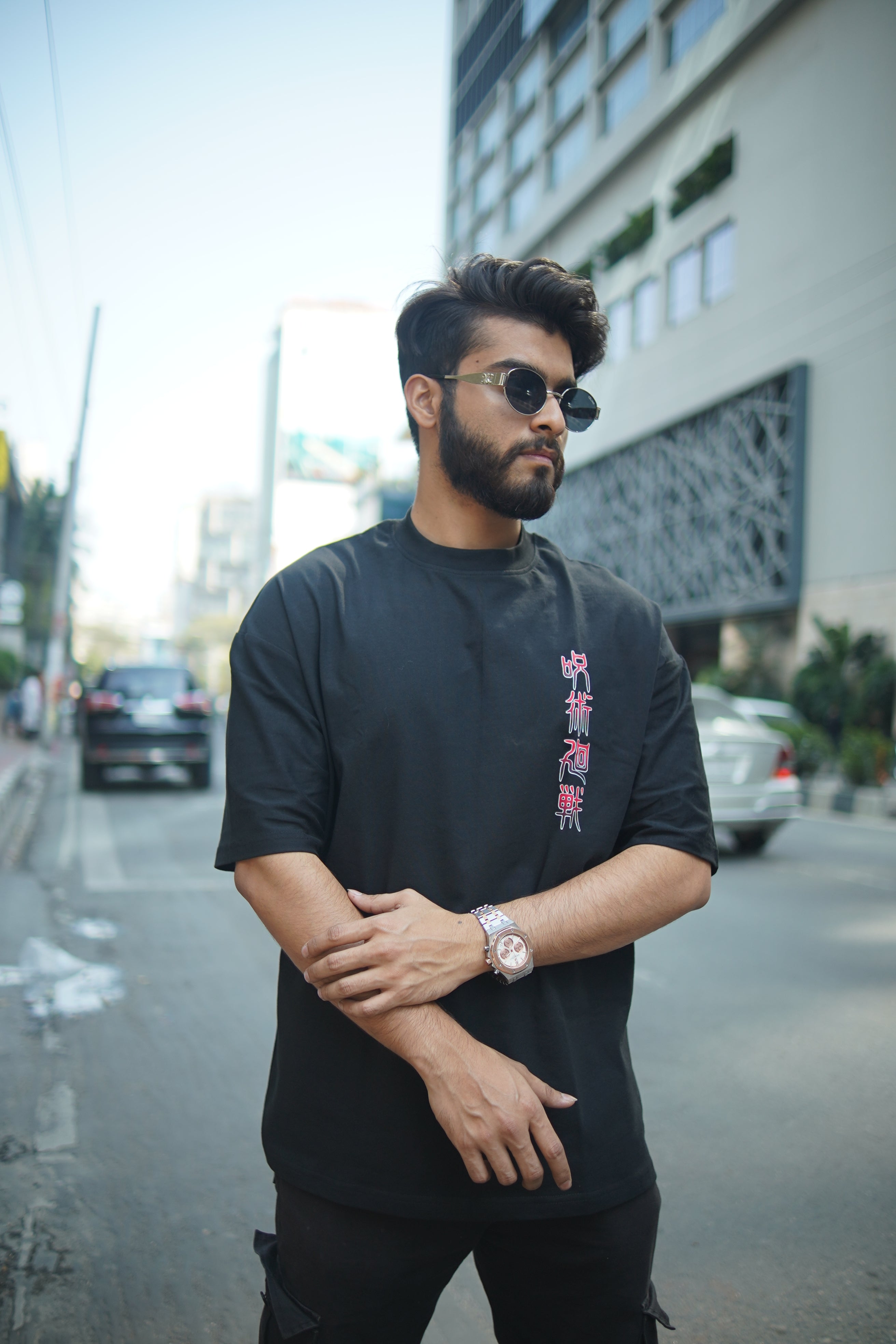Sukuna V1 | Jujutsu Kaisen | Oversized Drop Shoulder / Half Sleeve T-shirt
