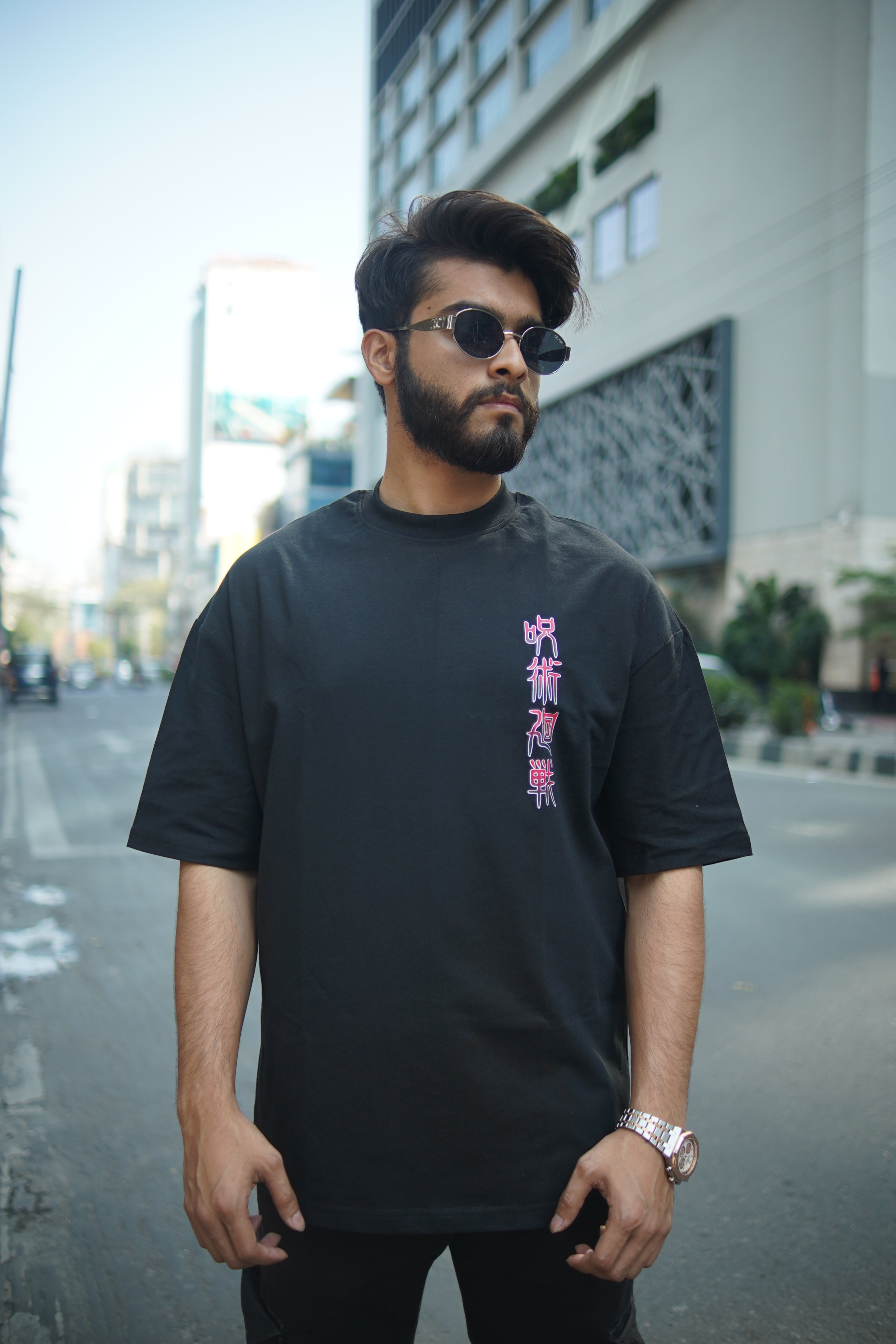 Sukuna V1 | Jujutsu Kaisen | Oversized Drop Shoulder / Half Sleeve T-shirt