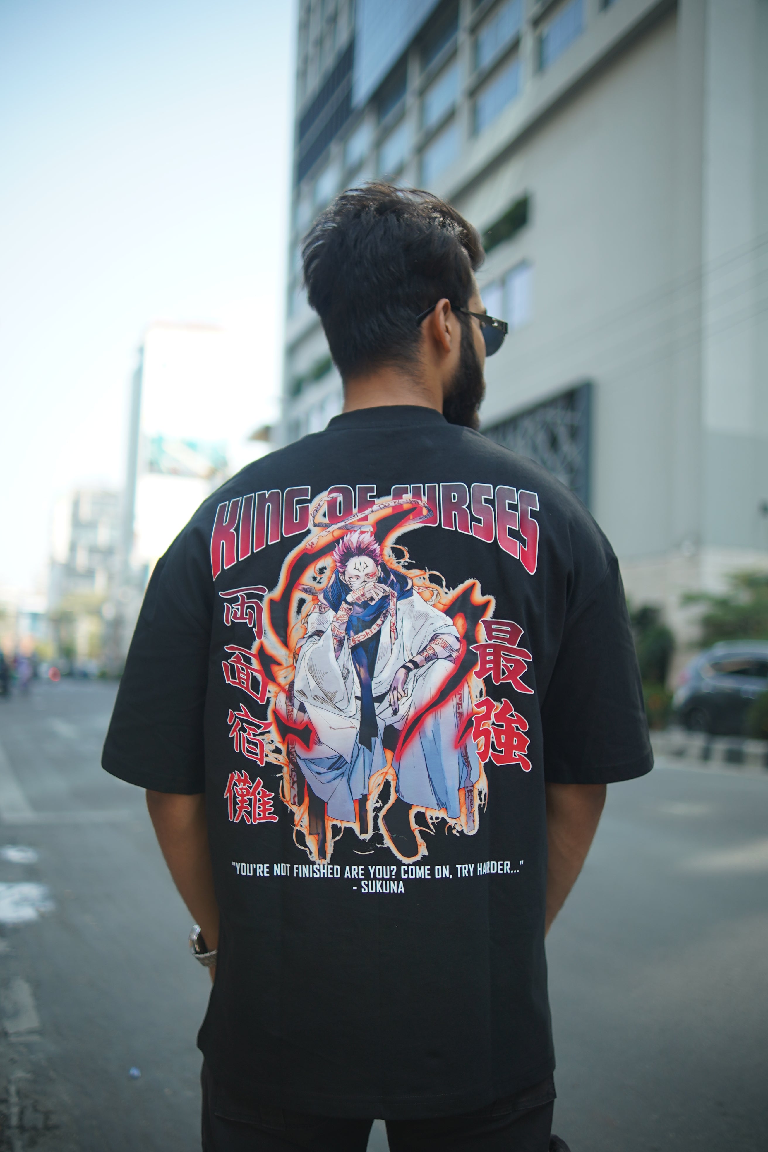 Sukuna V1 | Jujutsu Kaisen | Oversized Drop Shoulder / Half Sleeve T-shirt