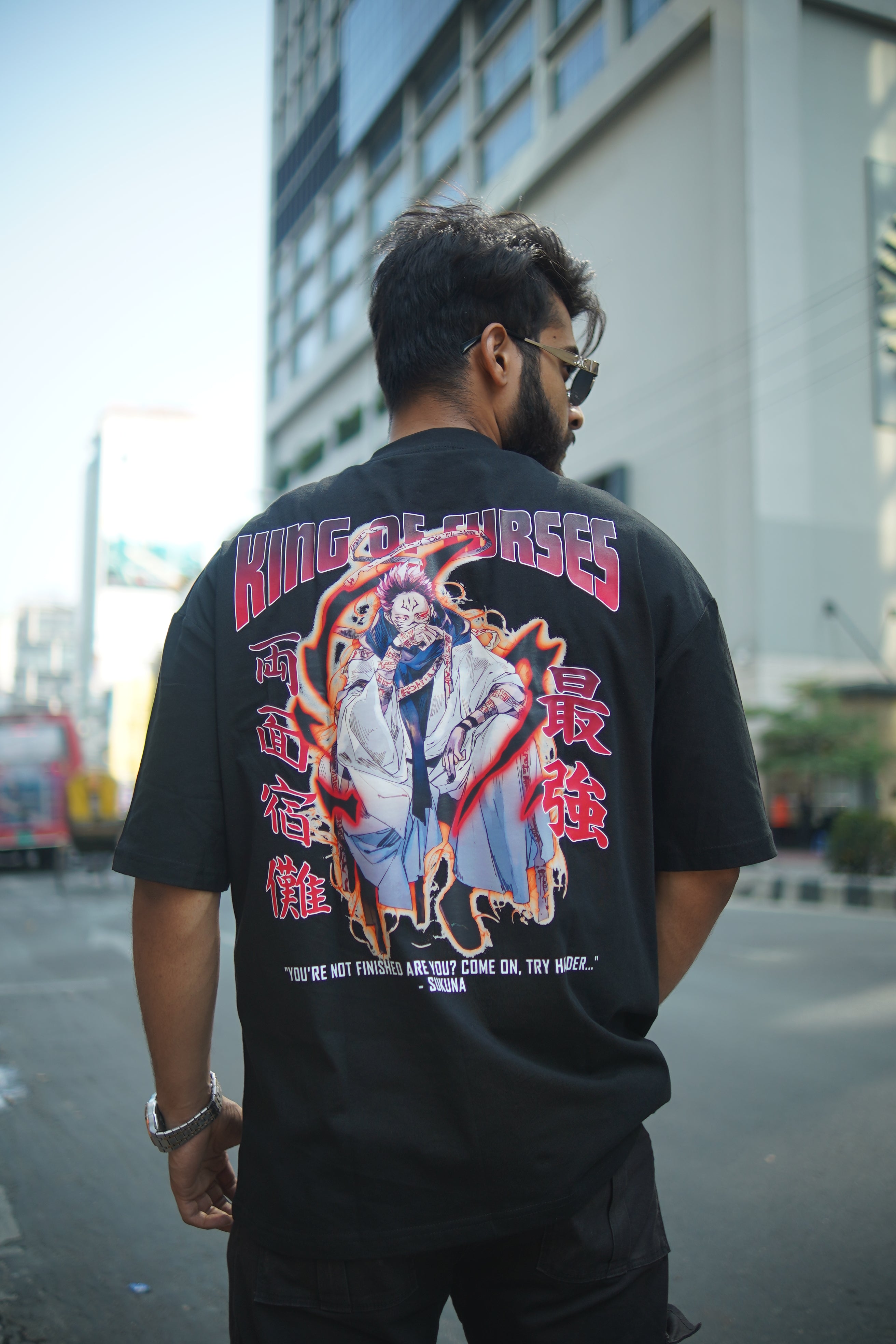 Sukuna V1 | Jujutsu Kaisen | Oversized Drop Shoulder / Half Sleeve T-shirt