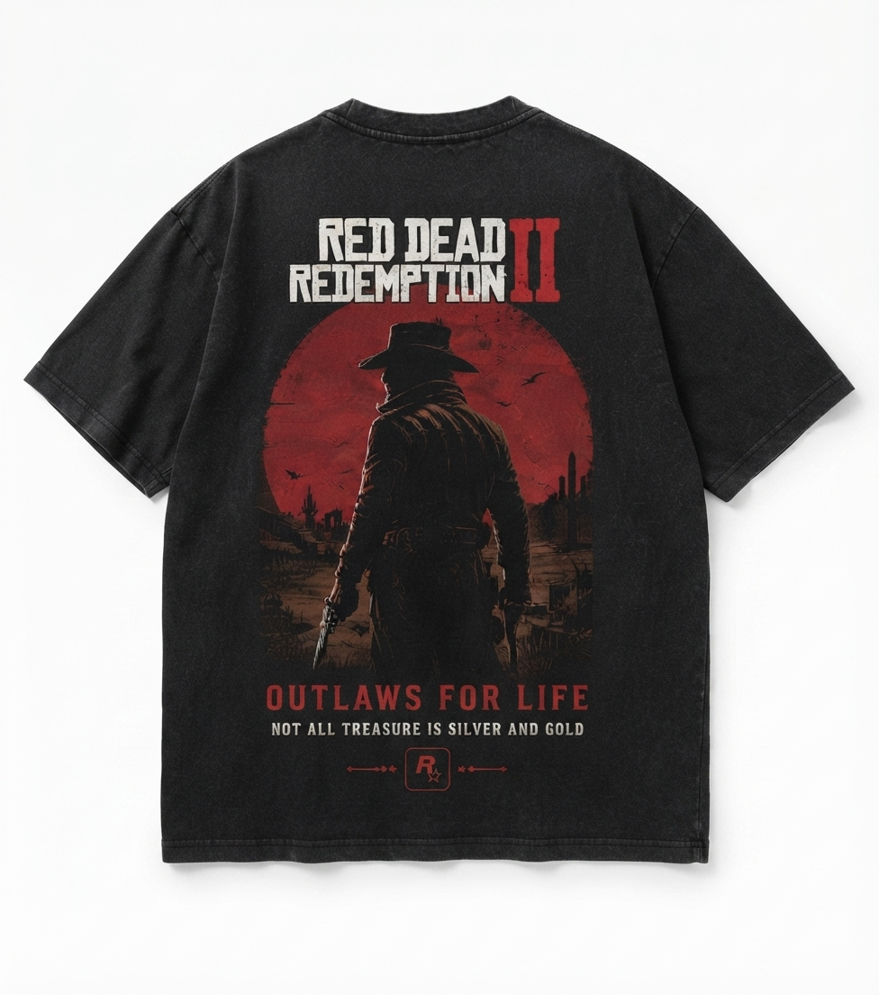 Red Dead Redemption 2 Inspired Oversized Tee | Premium Gaming Drop Shoulder