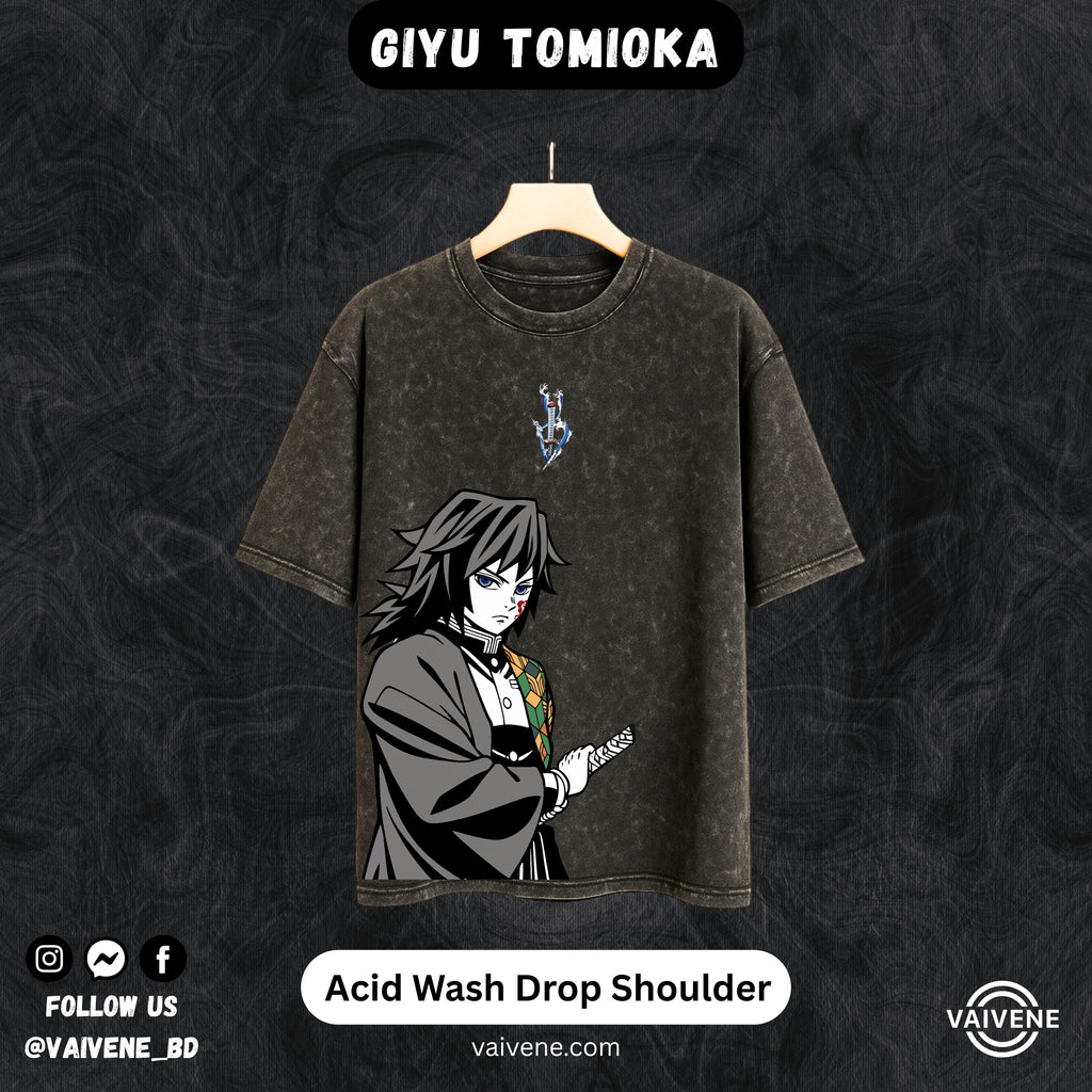 Giyu Tomioka Demon Slayer Streetwear Tee – Acid Wash Edition