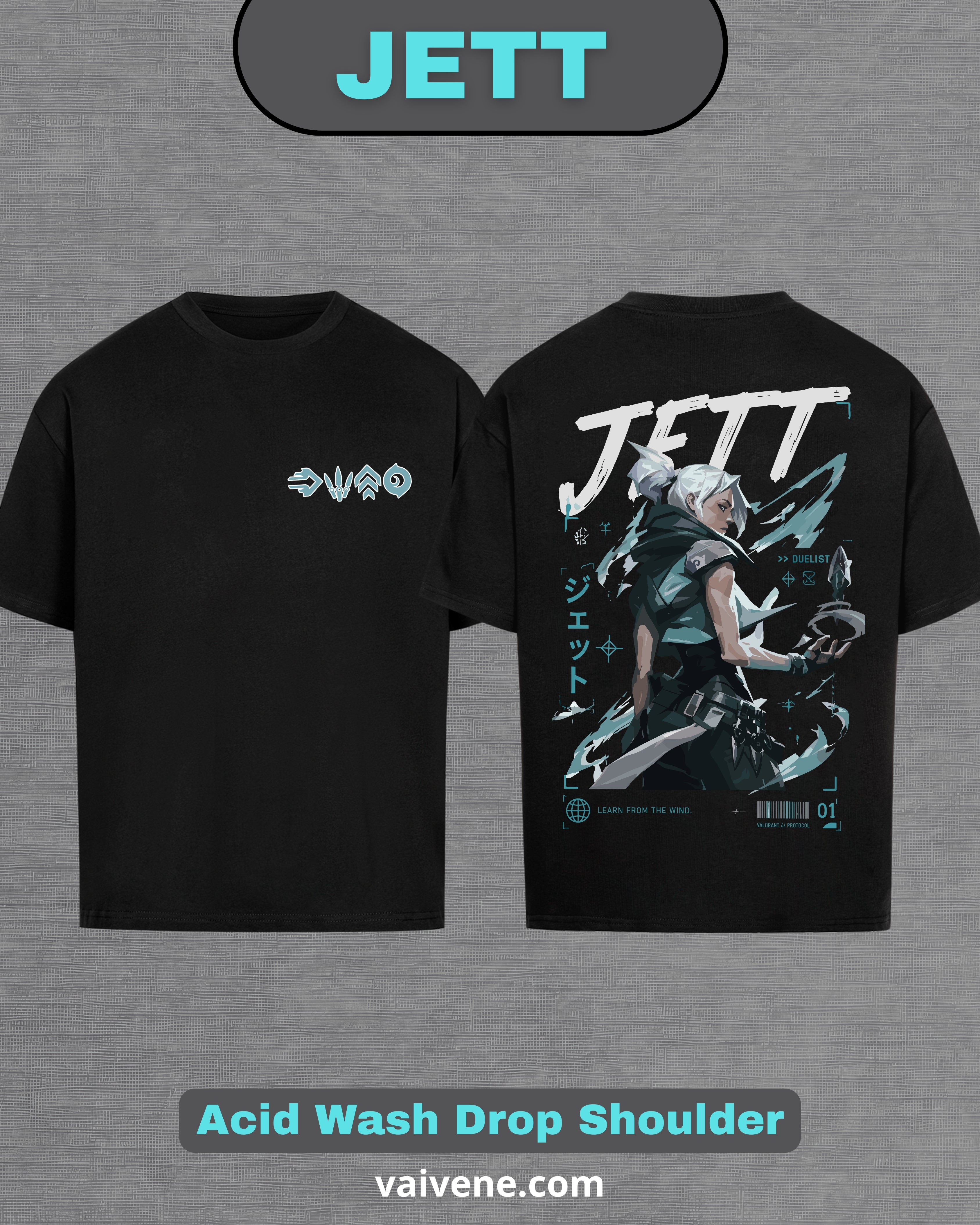 Jett – Valorant Inspired Oversized Drop Shoulder T-Shirt | Premium Gaming Streetwear