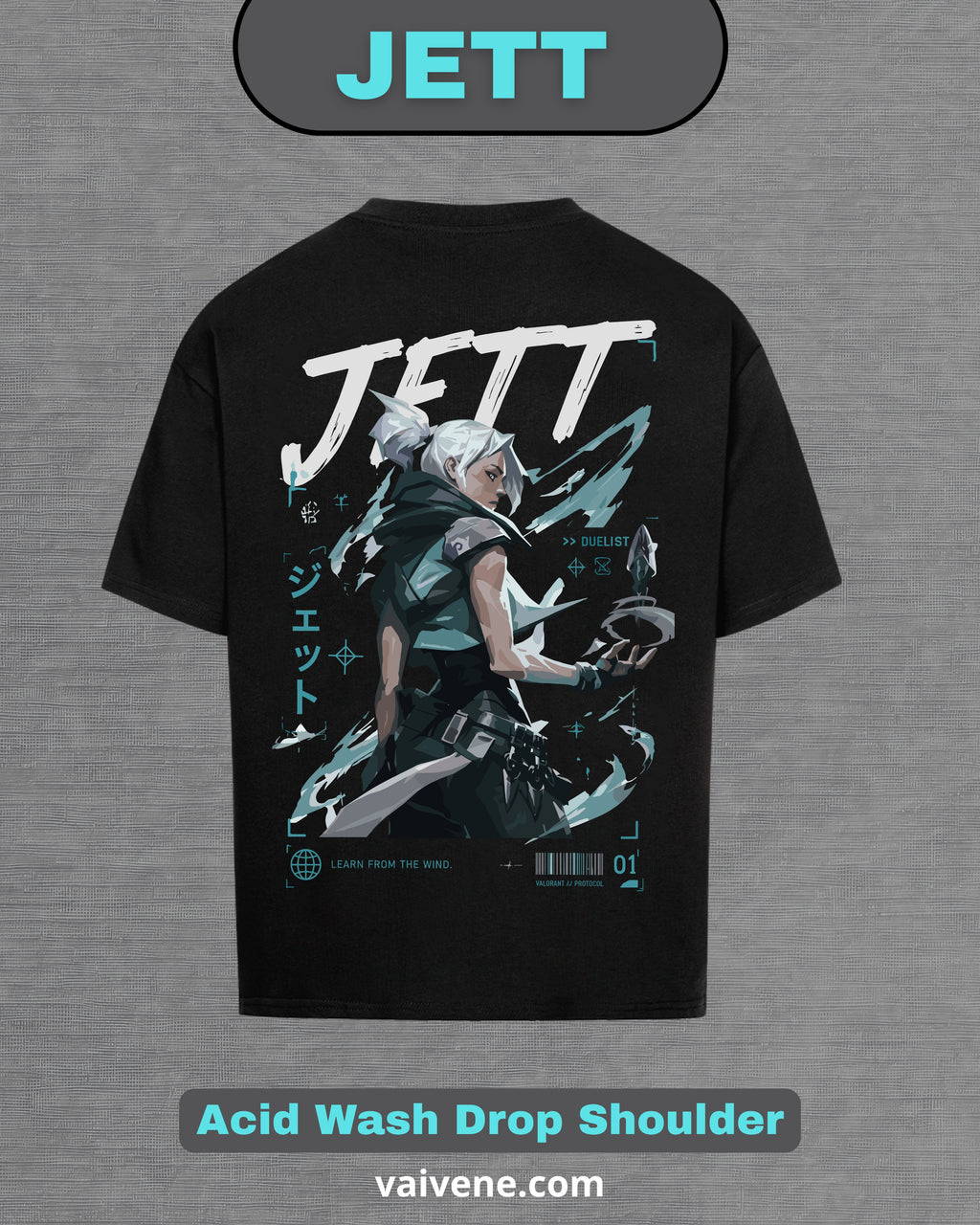Jett – Valorant Inspired Oversized Drop Shoulder T-Shirt | Premium Gaming Streetwear