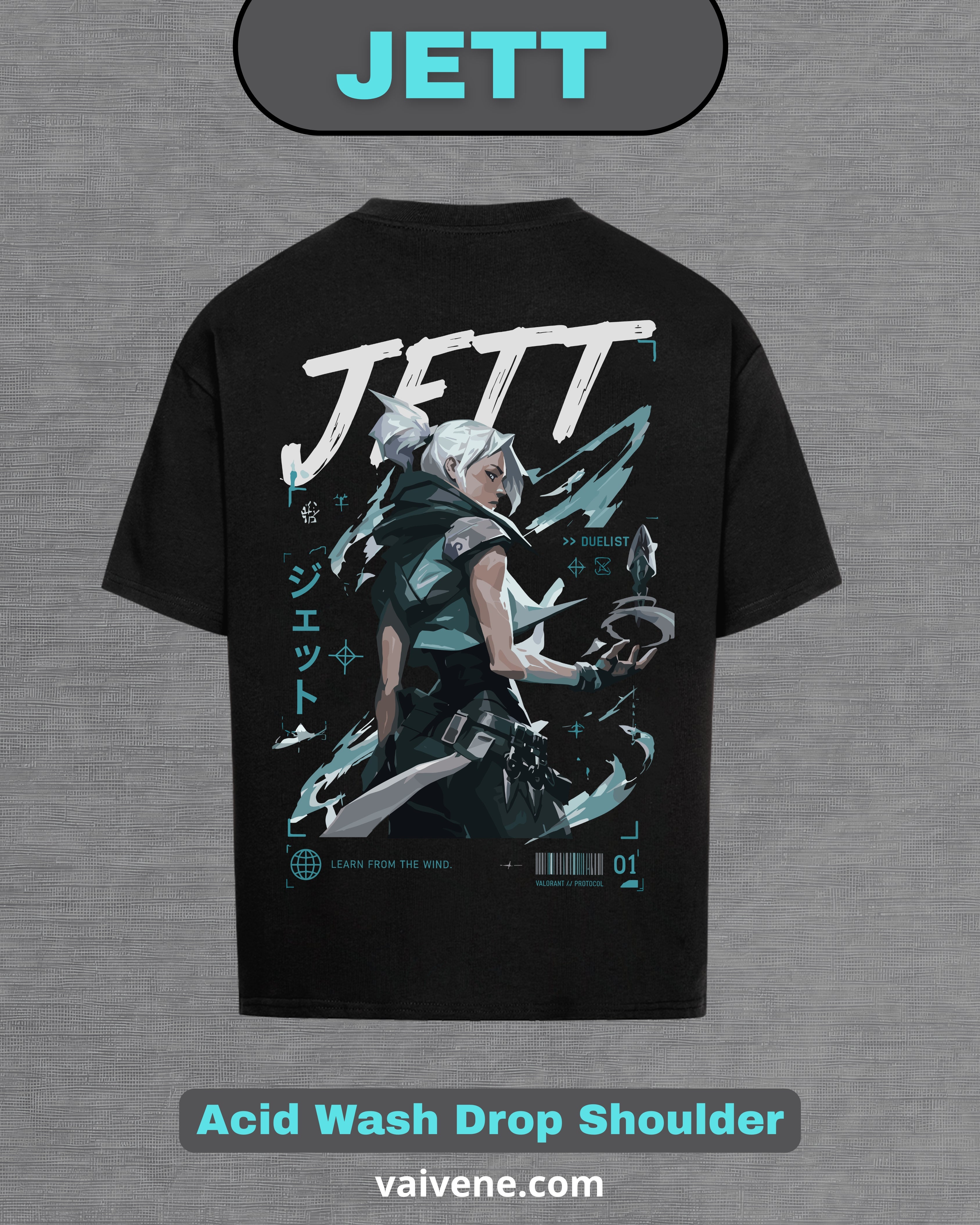 Jett – Valorant Inspired Oversized Drop Shoulder T-Shirt | Premium Gaming Streetwear
