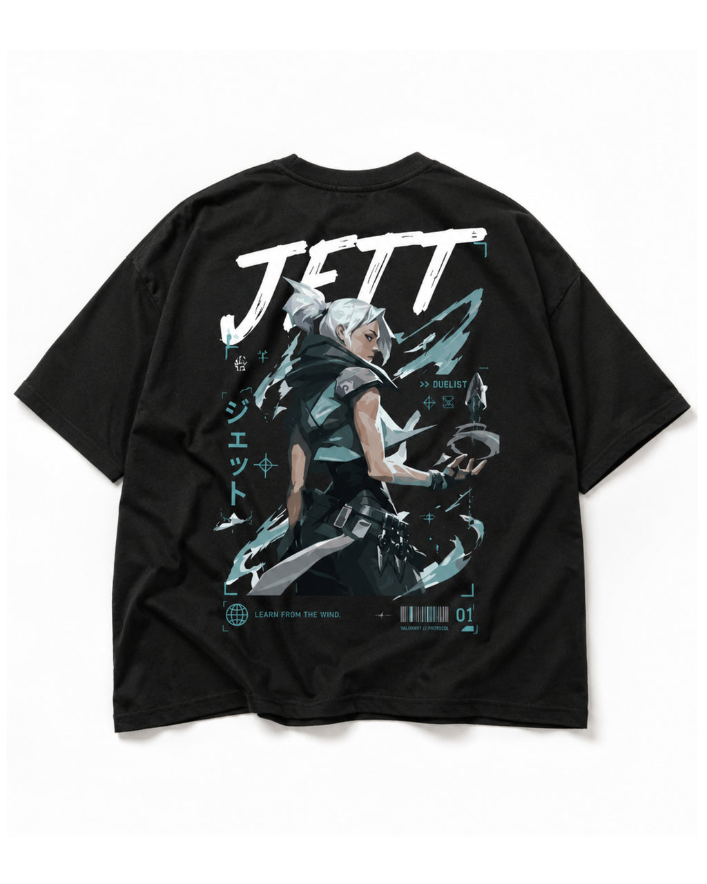 Jett – Valorant Inspired Oversized Drop Shoulder T-Shirt | Premium Gaming Streetwear