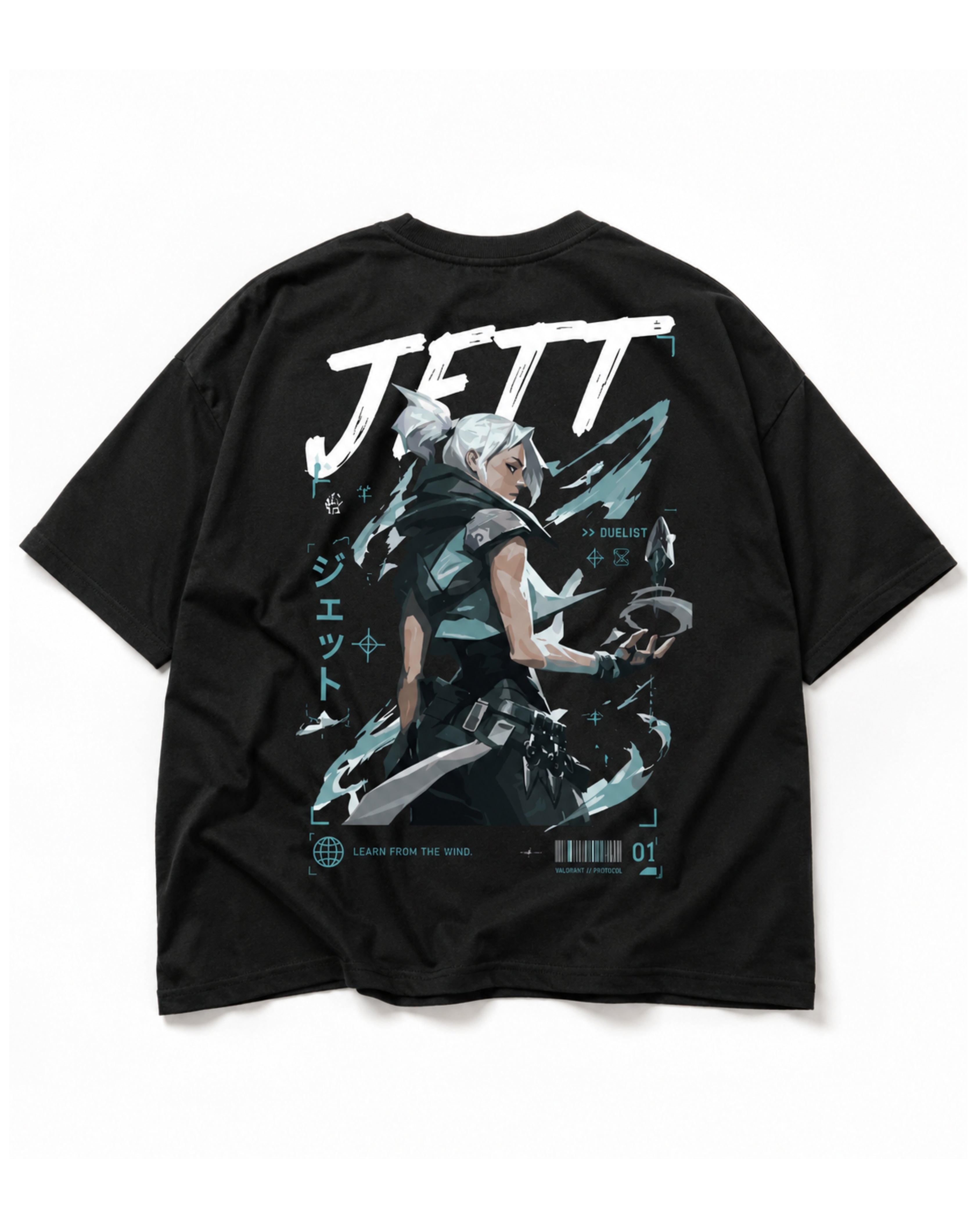 Jett – Valorant Inspired Oversized Drop Shoulder T-Shirt | Premium Gaming Streetwear