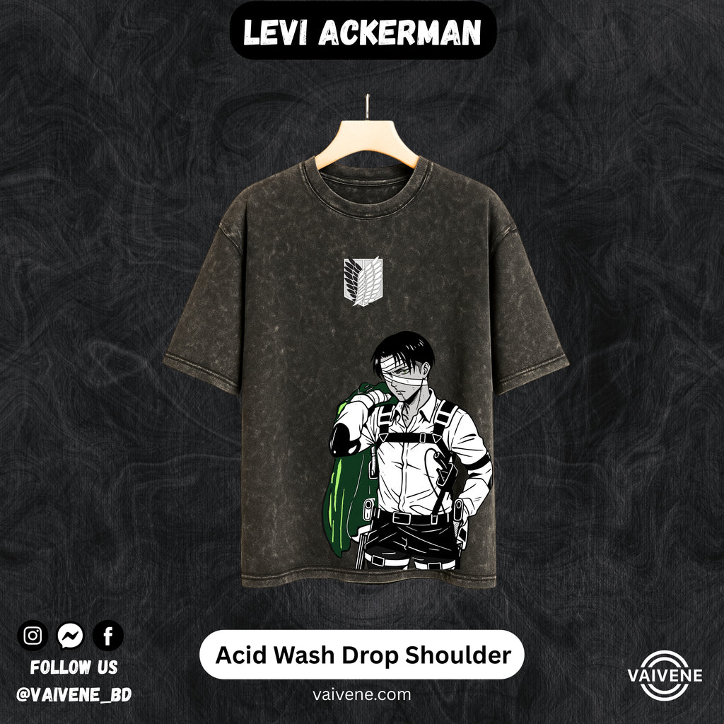 Levi Ackerman | Attack on Titan Streetwear Tee – Acid Wash Edition