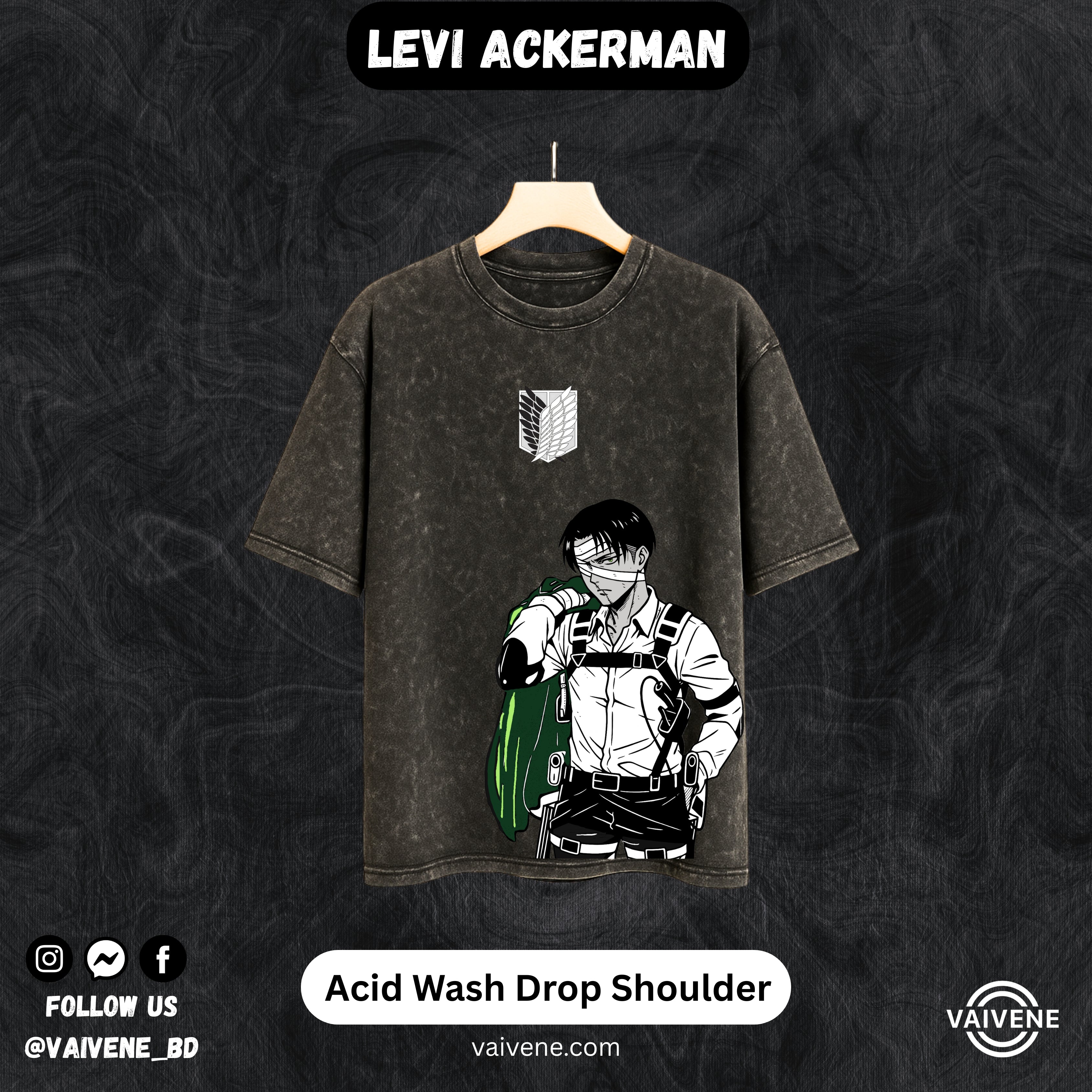 Levi Ackerman | Attack on Titan Streetwear Tee – Acid Wash Edition