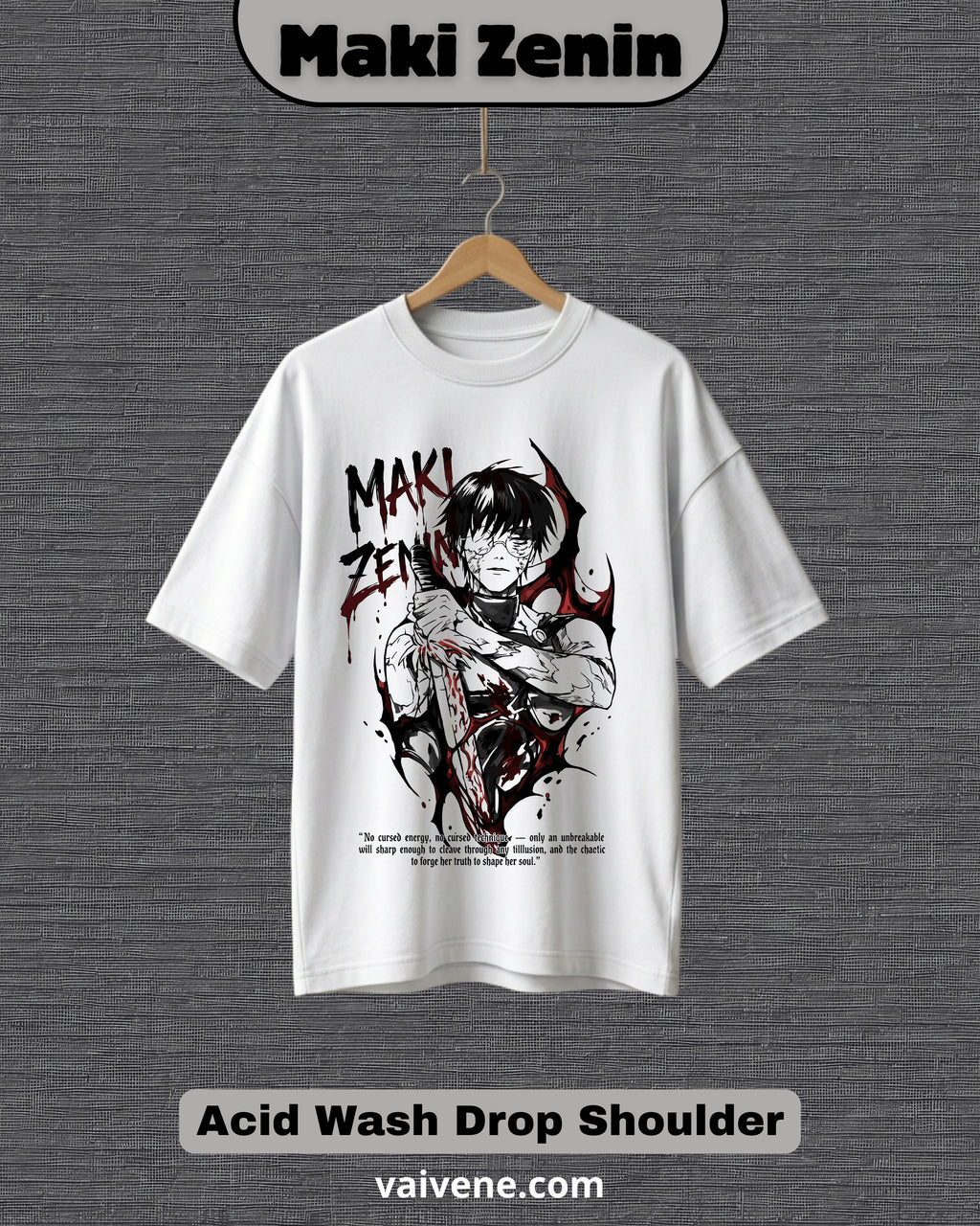 Maki Zenin - Oversized Drop Shoulder T-Shirt | Premium Jujutsu Kaisen Anime Streetwear