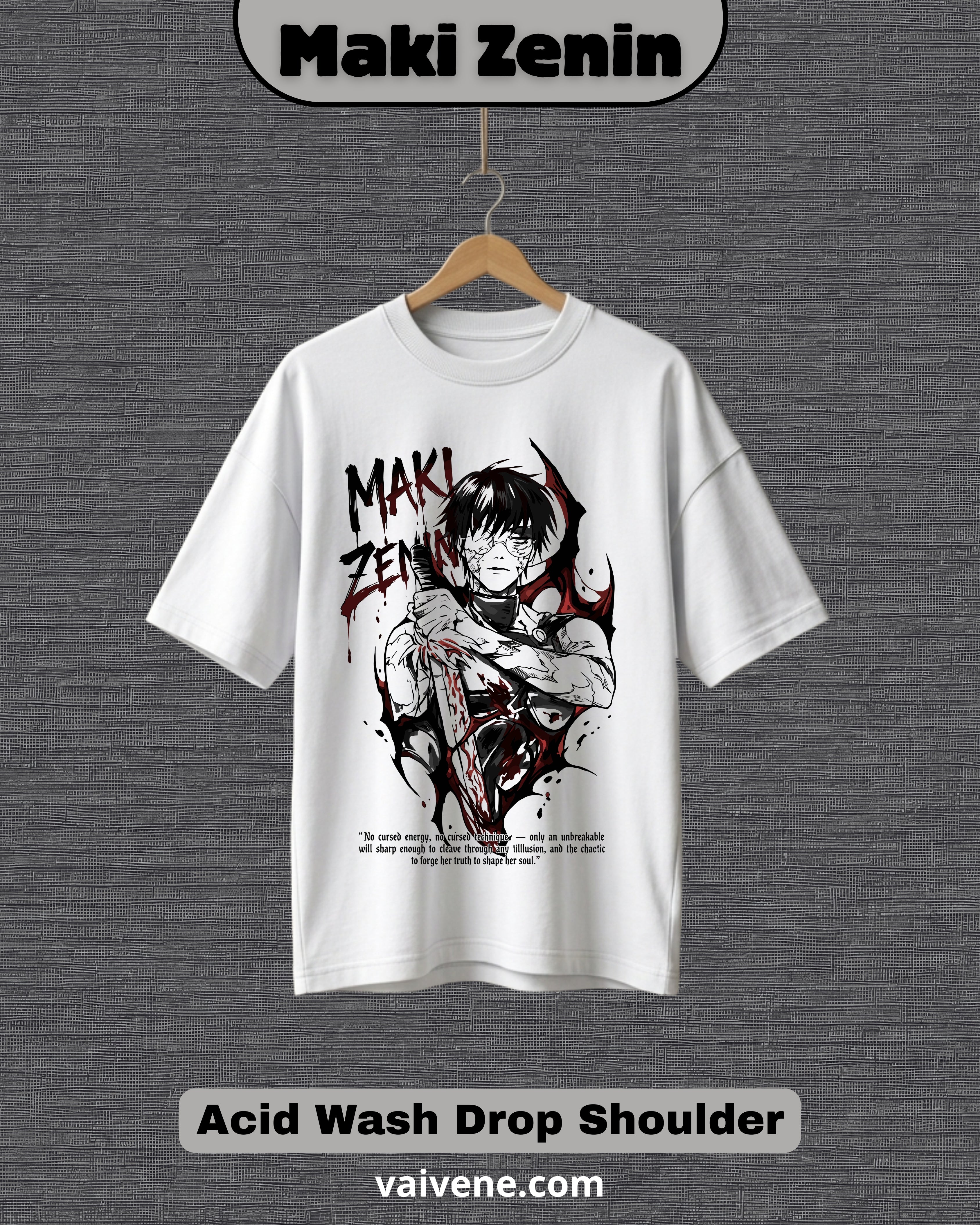 Maki Zenin - Oversized Drop Shoulder T-Shirt | Premium Jujutsu Kaisen Anime Streetwear