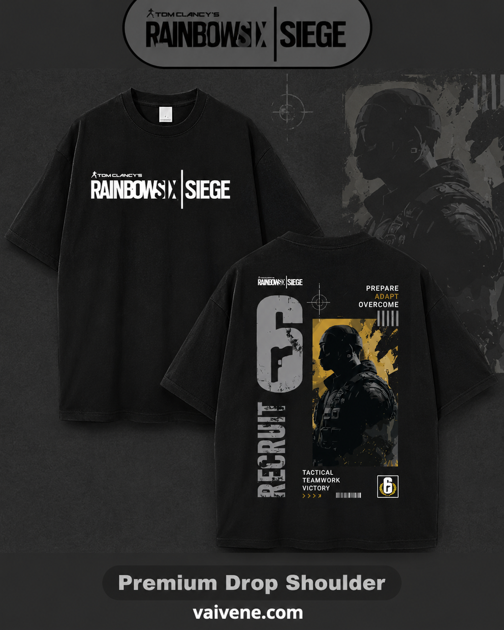 Rainbow Six Siege Inspired Oversized Drop Shoulder T-Shirt | Premium Gaming Streetwear