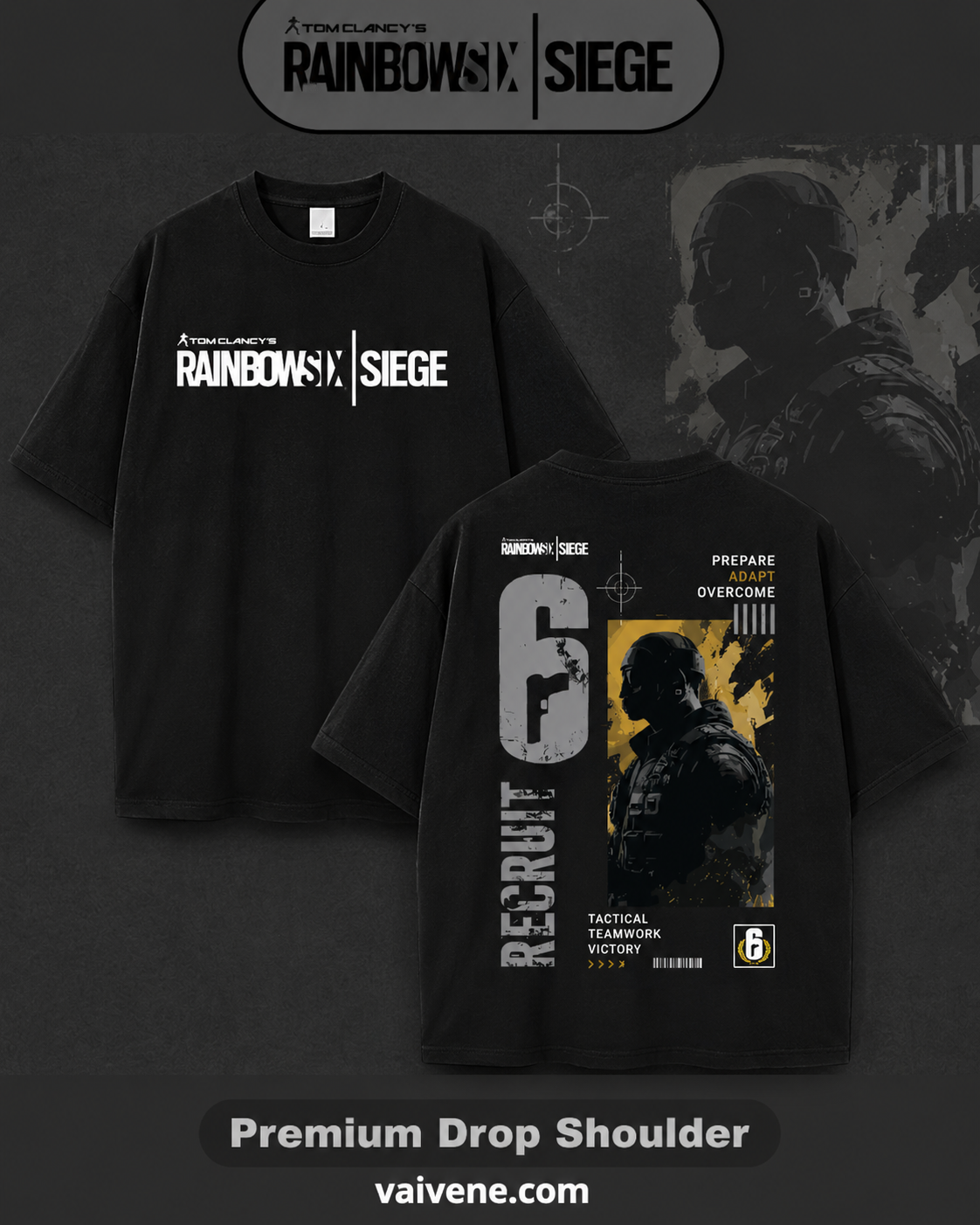 Rainbow Six Siege Inspired Oversized Drop Shoulder T-Shirt | Premium Gaming Streetwear