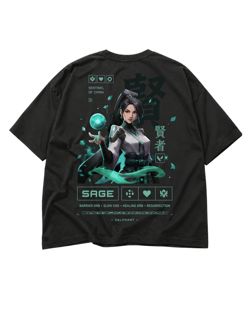 SAGE – Valorant Inspired Oversized Drop Shoulder T-Shirt | Premium Gaming Streetwear